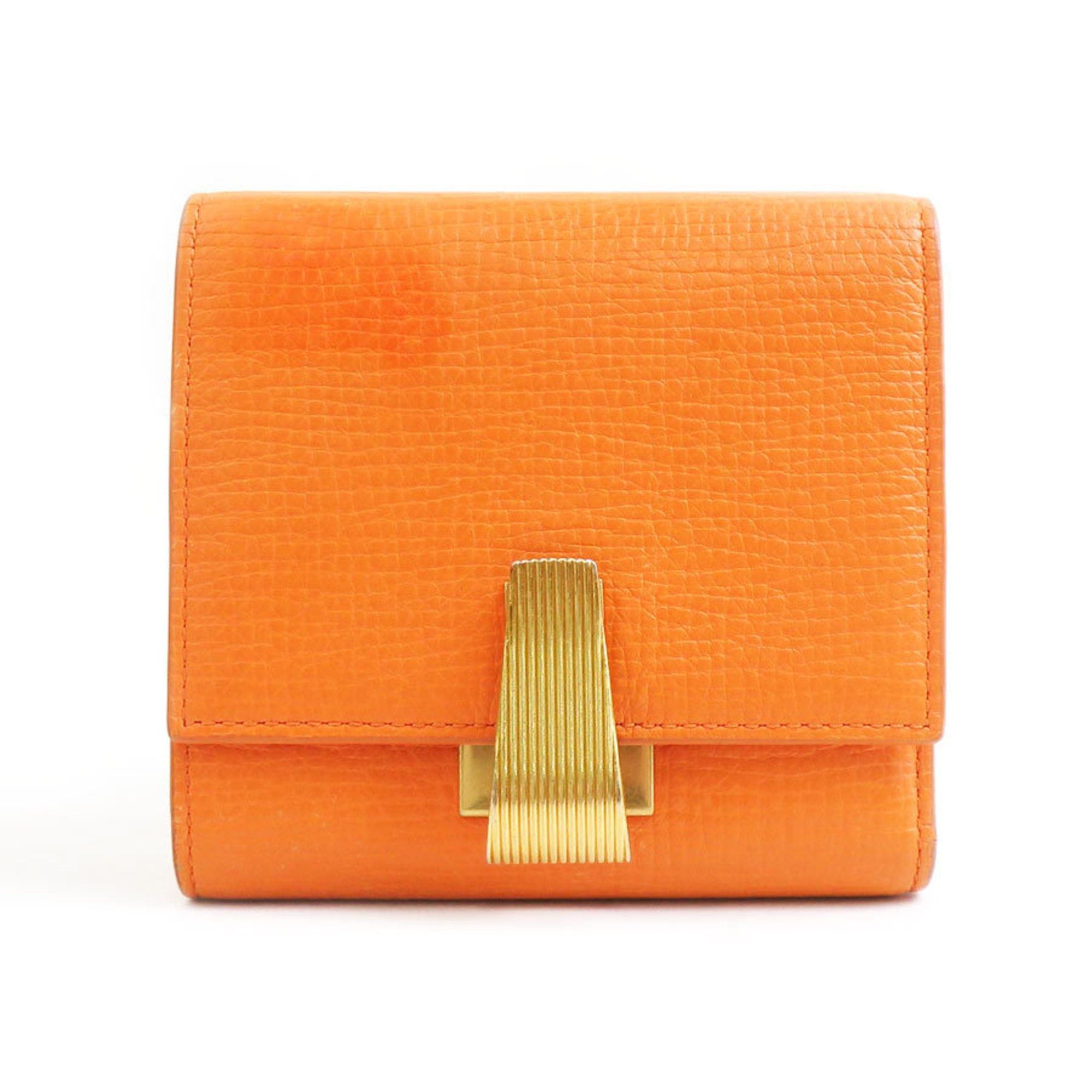 Bottega Veneta Bi-fold Wallet Leather Orange Unisex H31763a