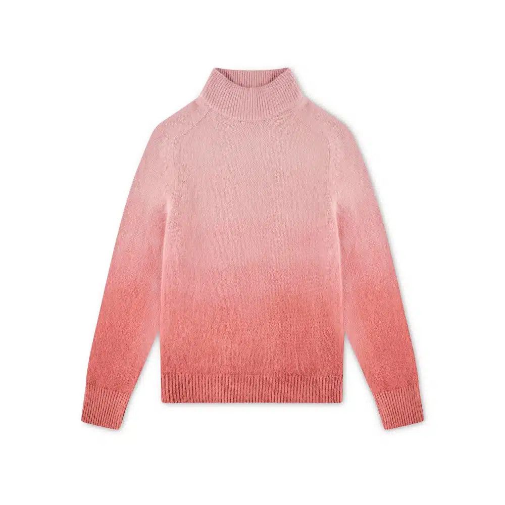 o1loc1c0925 TFK422 Dip Dyed Mockneck Sweater in Pink