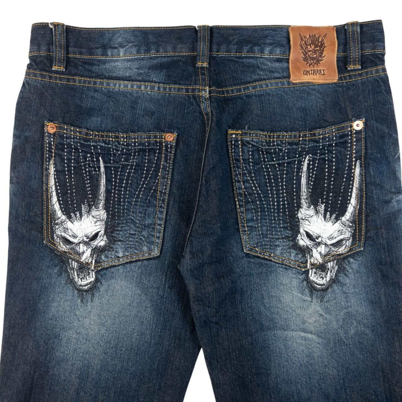 Vintage Oniarai Embroidered Monster Japanese Denim Jeans W35