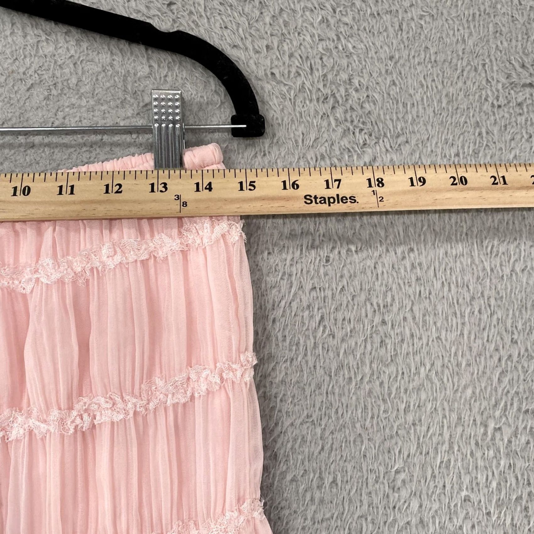 Vintage Edikted Mini Skirt Womens Small Pink Pleated Lace Ruffle Chiffon Fairy Y2K Size 28" / US 6 / IT 42 - 5 Thumbnail