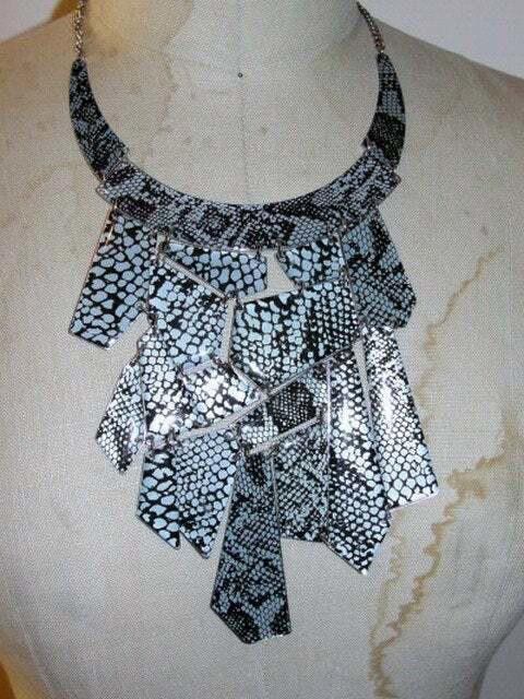 Designer Geometric Metal Snakeskin Bib Necklace Size ONE SIZE - 1 Thumbnail