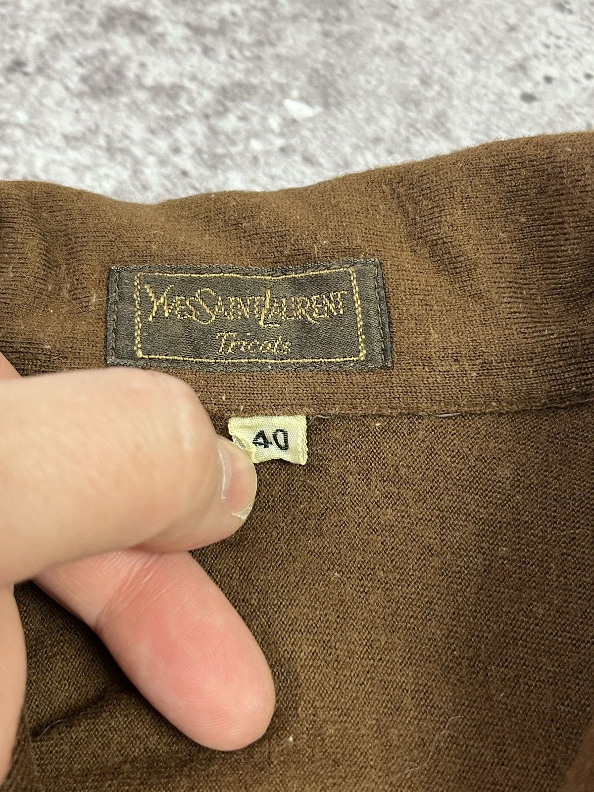 Yves Saint Laurent Vintage YSL Wool Shirt Brown Logo Italy Tricots Designer Size M / US 6-8 / IT 42-44 - 8 Thumbnail