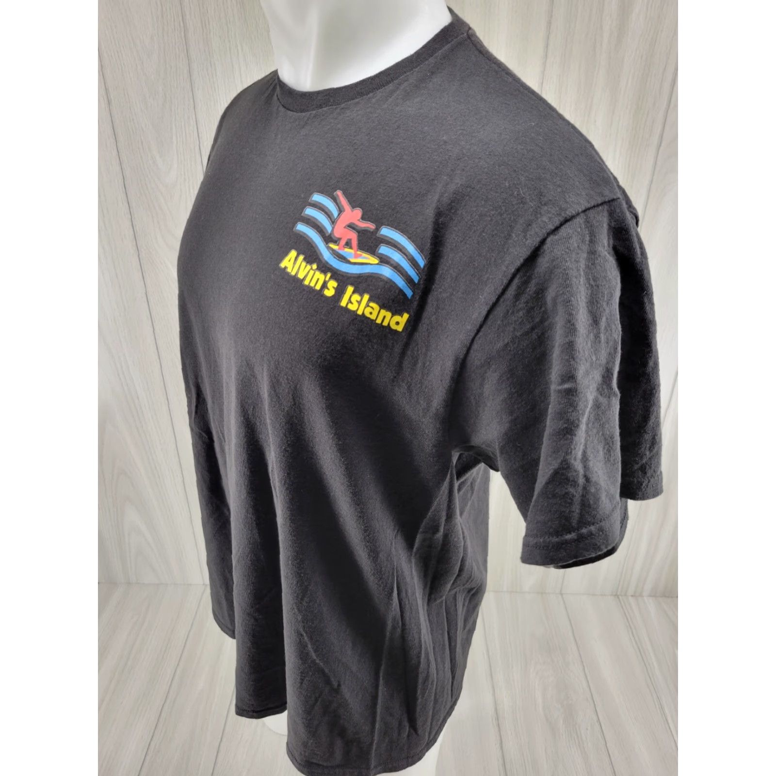 Vintage Alvins Island Surf Company T Shirt Mens Large Black Distressed Logo Short Sleeve Crew Neck Cotton Mens Regular Size US L / EU 52-54 / 3 - 3 Thumbnail