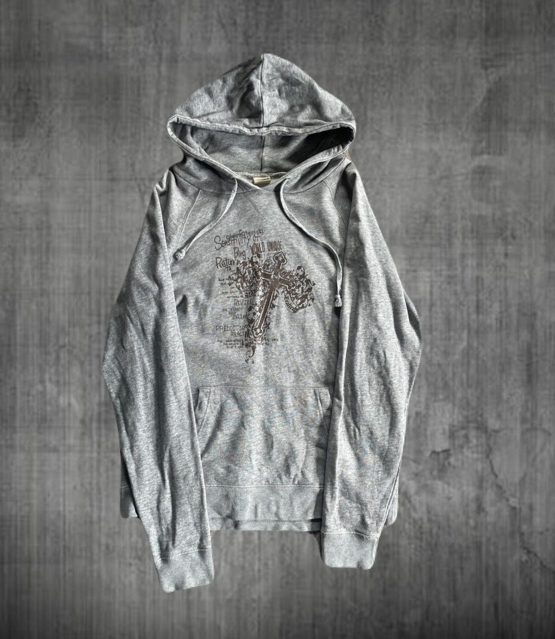 2000s Japanese archive Vkei Gothic Cross Poem Hoodie Y2K