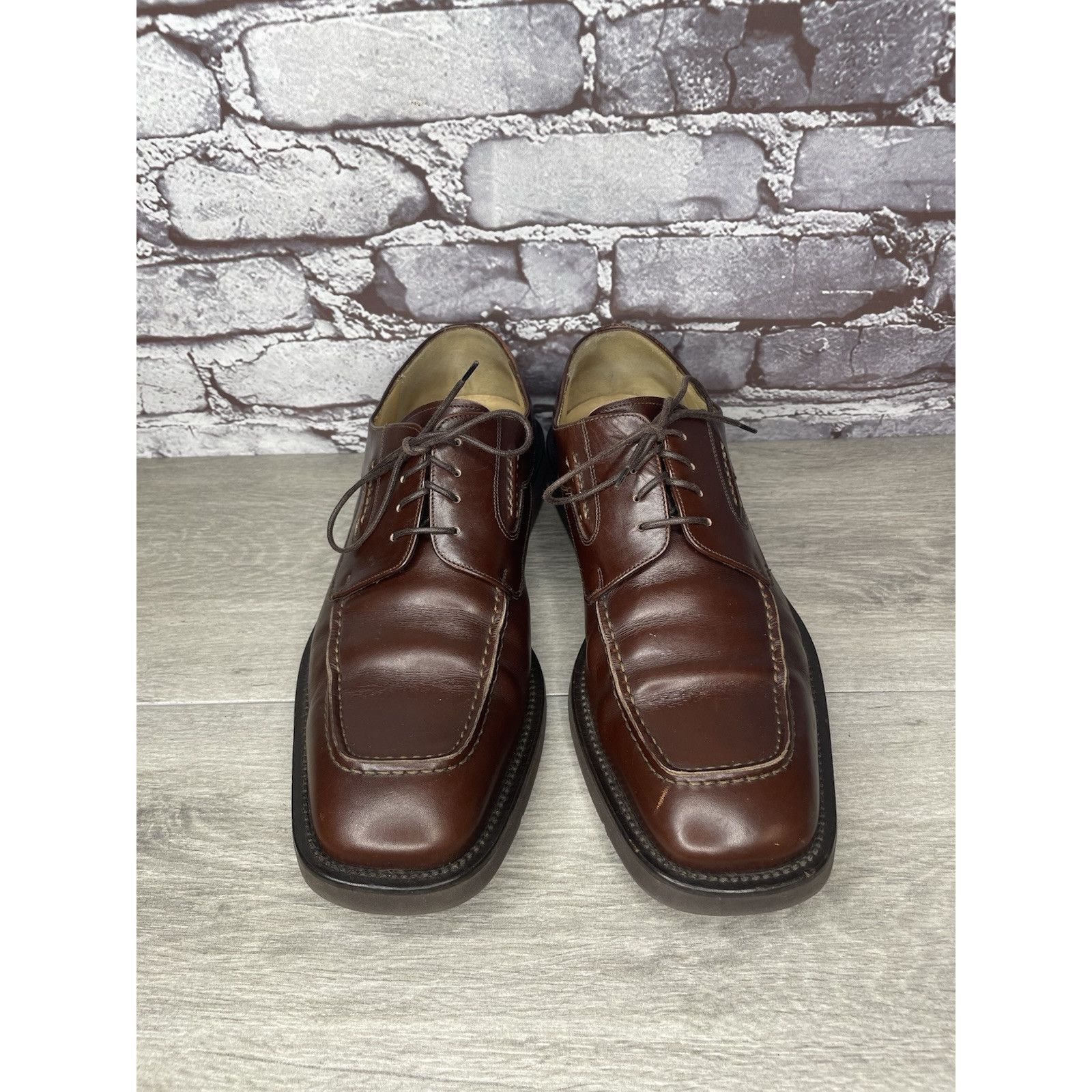 Principe PRINCIPE Brown Leather Square Toe XL Light Oxfords Lace Shoe Size US 10 / EU 43 - 21 Thumbnail