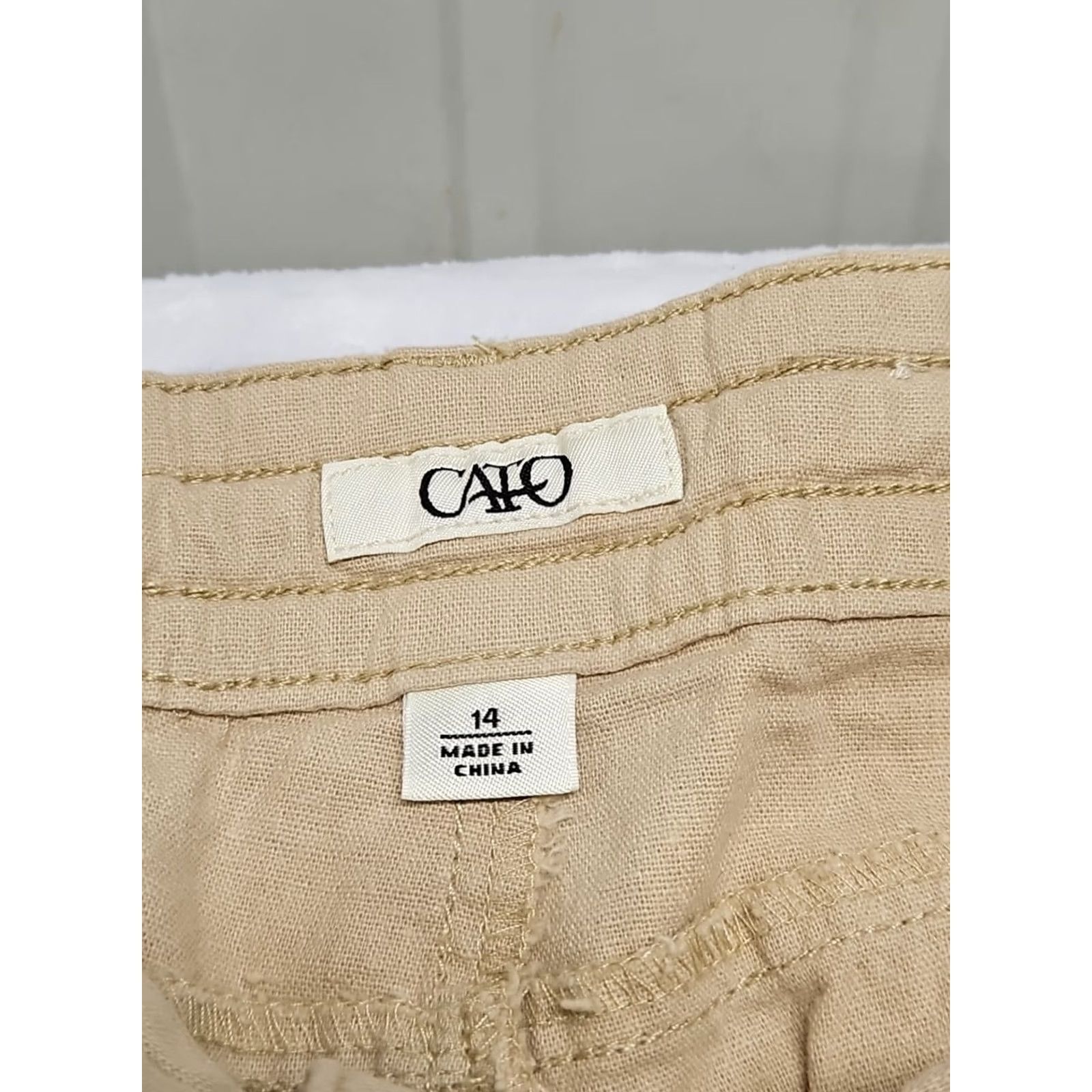 Vintage Cato Linen Blend Wide Leg Pants Women’s 14 Beige Drawstring Coastal Resort Beach Bohemian Lounge Pants Womens Size 36" / US 14 / IT 50 - 5 Thumbnail
