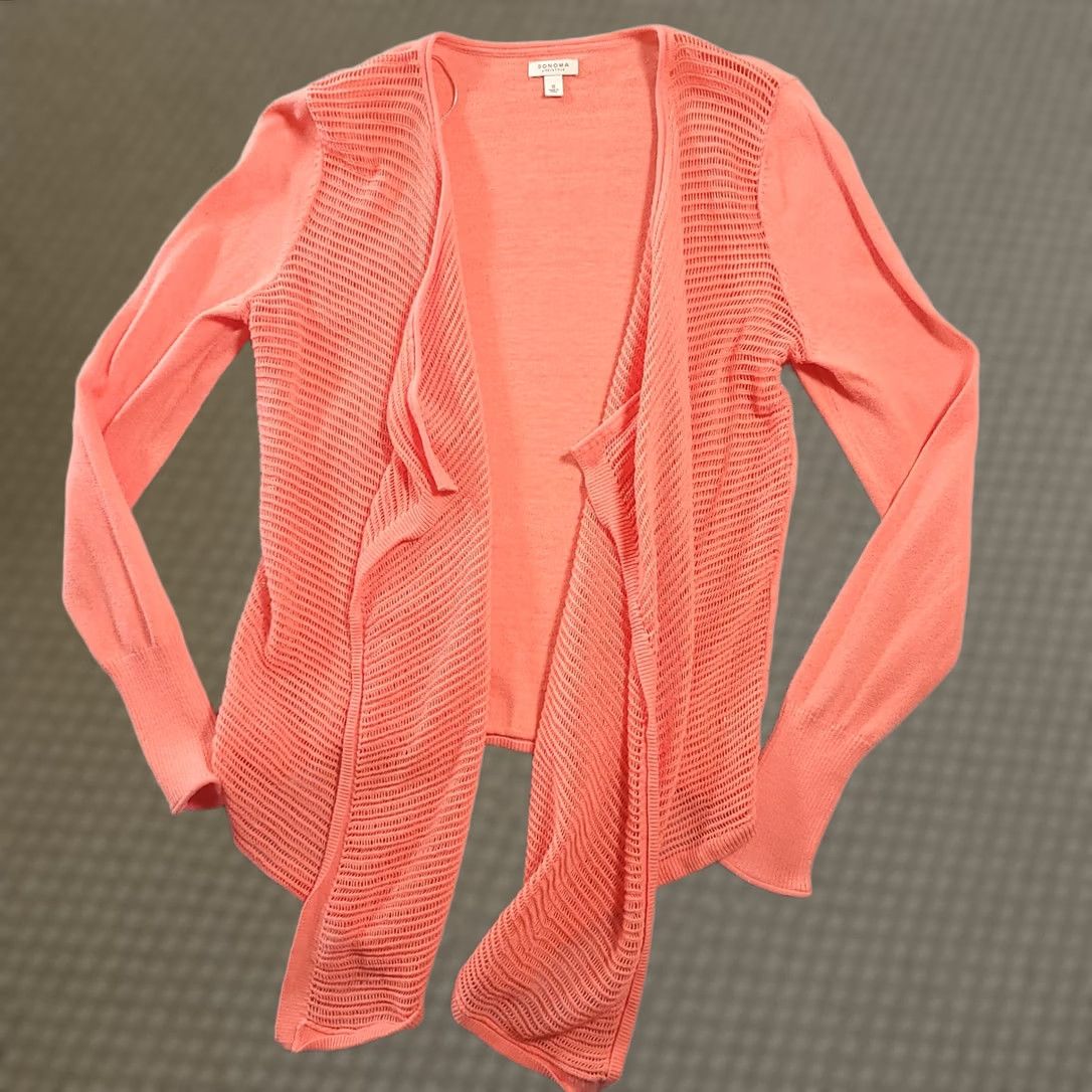 Vintage Sonoma Cardigan Sweater Women's Small Orange Open Front Open Knit L/S Size S / US 4 / IT 40 - 1 Thumbnail
