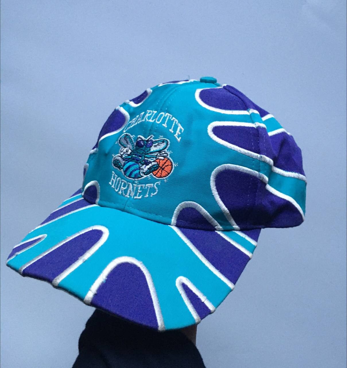 Vintage Charlotte Starter NBA Splat SnapBack Hat Vintage 90s