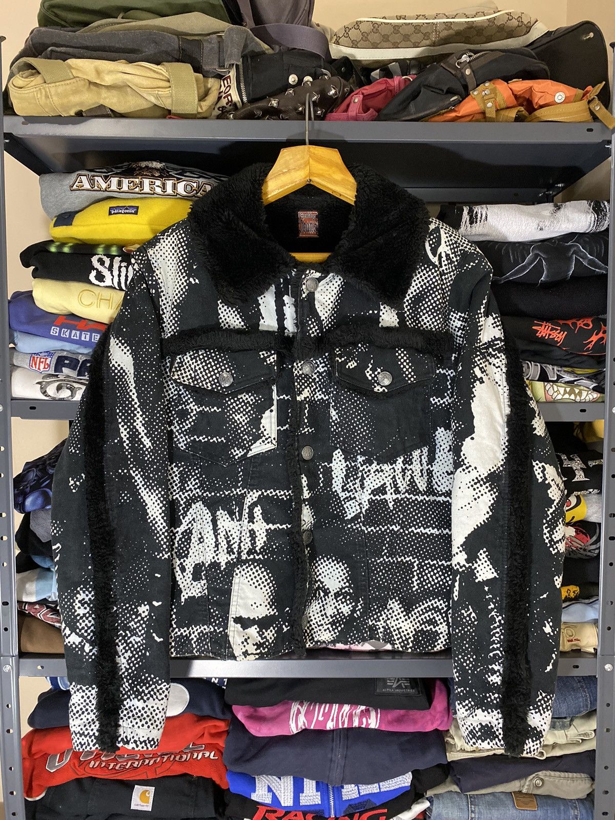 image of Archival Clothing x Jean Paul Gaultier Jacket «Fuck Racism» in Black, Men's (Size Medium)