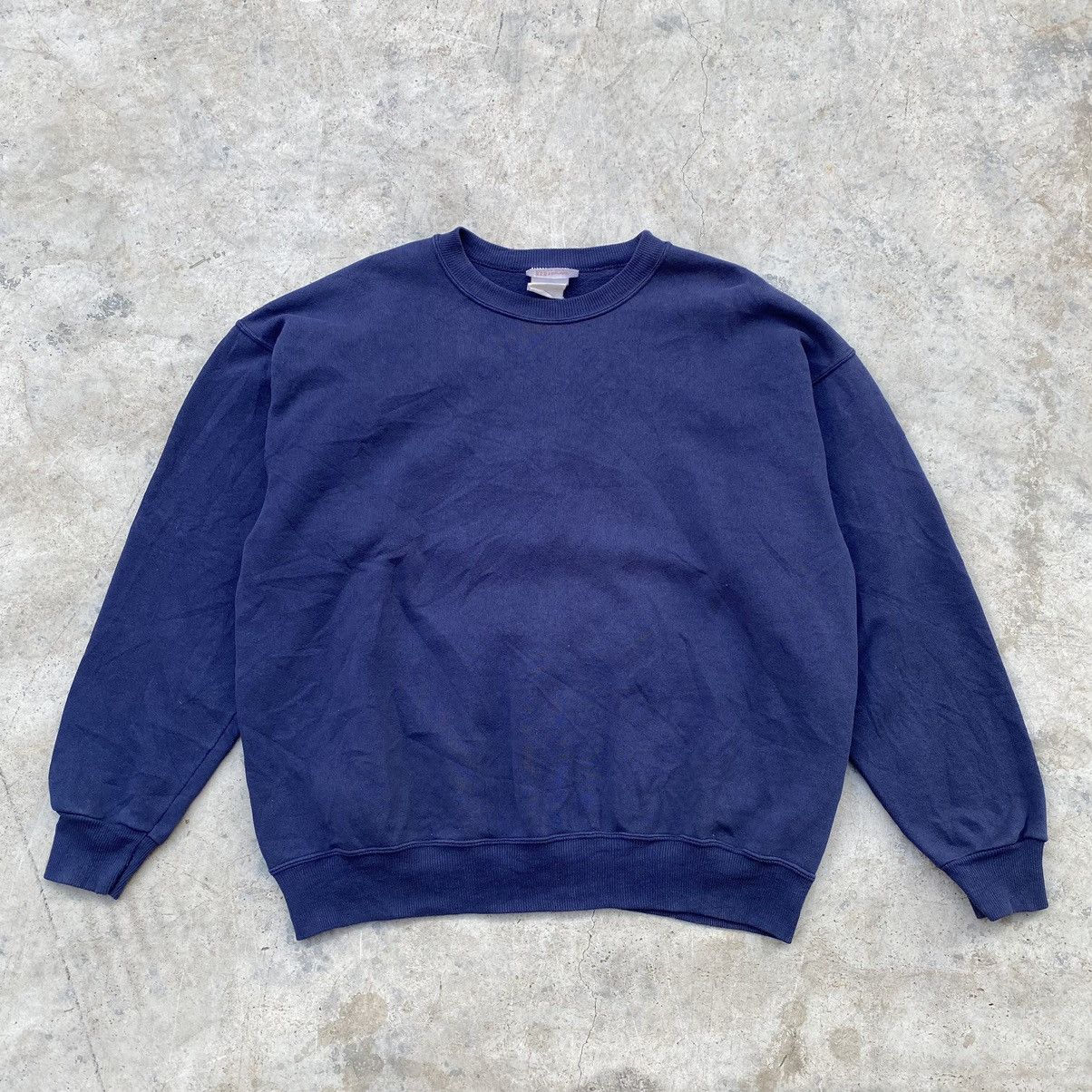 image of Hanes Navy Plain Vintage 1980S Crewneck Sweatshirt, Men's (Size Large)