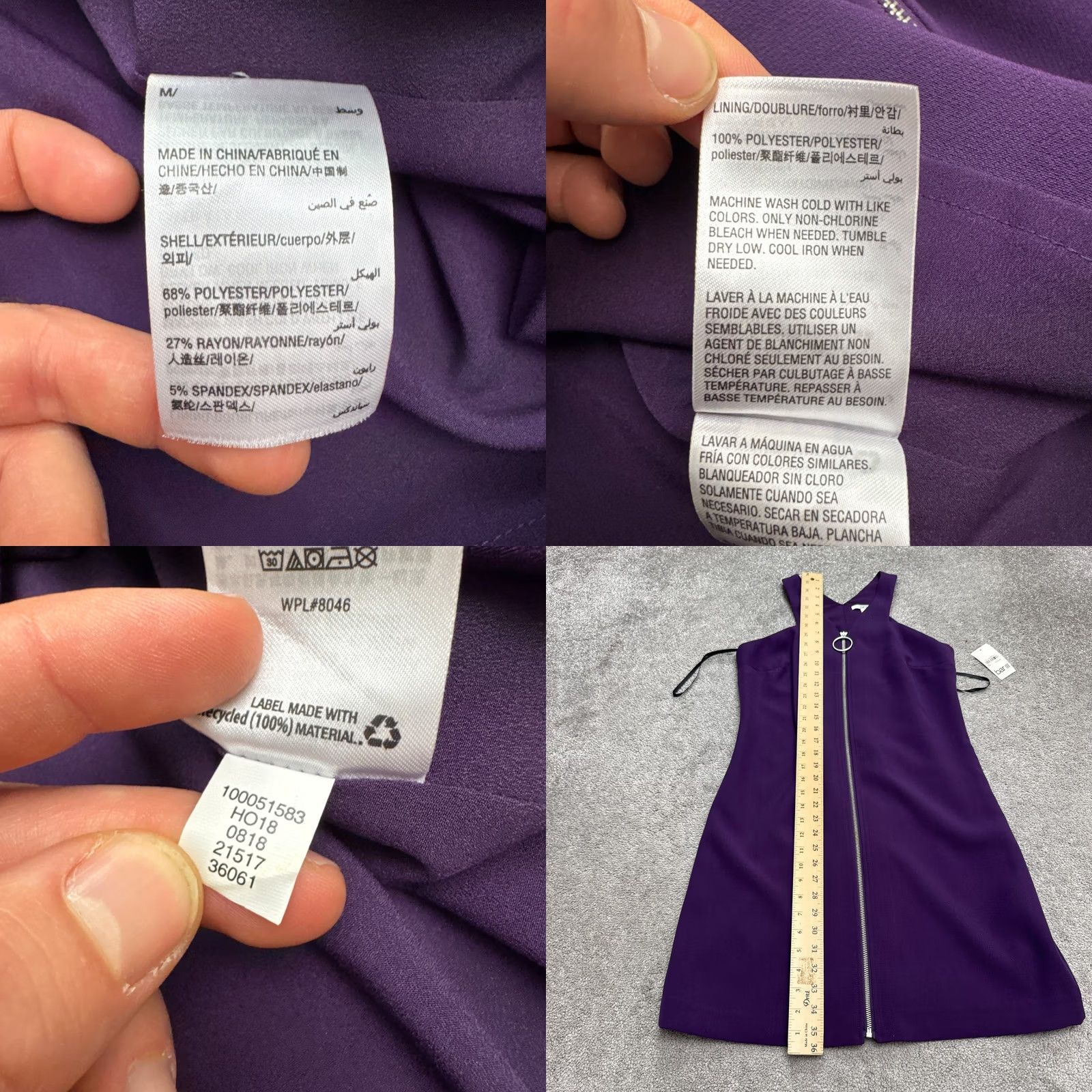 Bar III VINTAGE Bar III Purple Dynasty Halter Sheath Dress Womens M Full Zip Sleeveless NWT Size M / US 6-8 / IT 42-44 - 8 Thumbnail