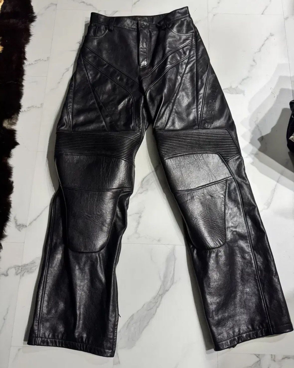 Balenciaga *rare* 1 of 1 sample Balenciaga Moto Biker Leather Pants Size US 30 / EU 46 - 2 Thumbnail