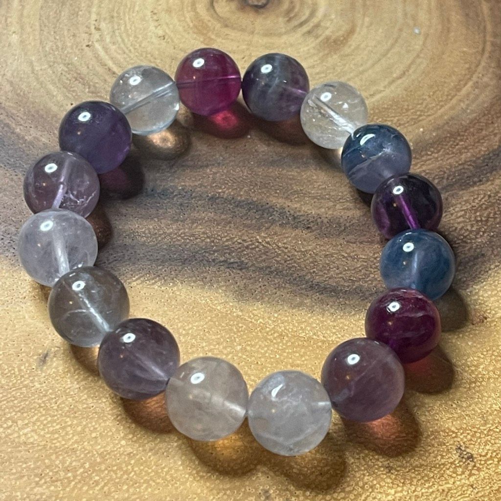 Other Fluorite bracelet striped layers rainbow colors stretch 12mm Size ONE SIZE - 5 Thumbnail