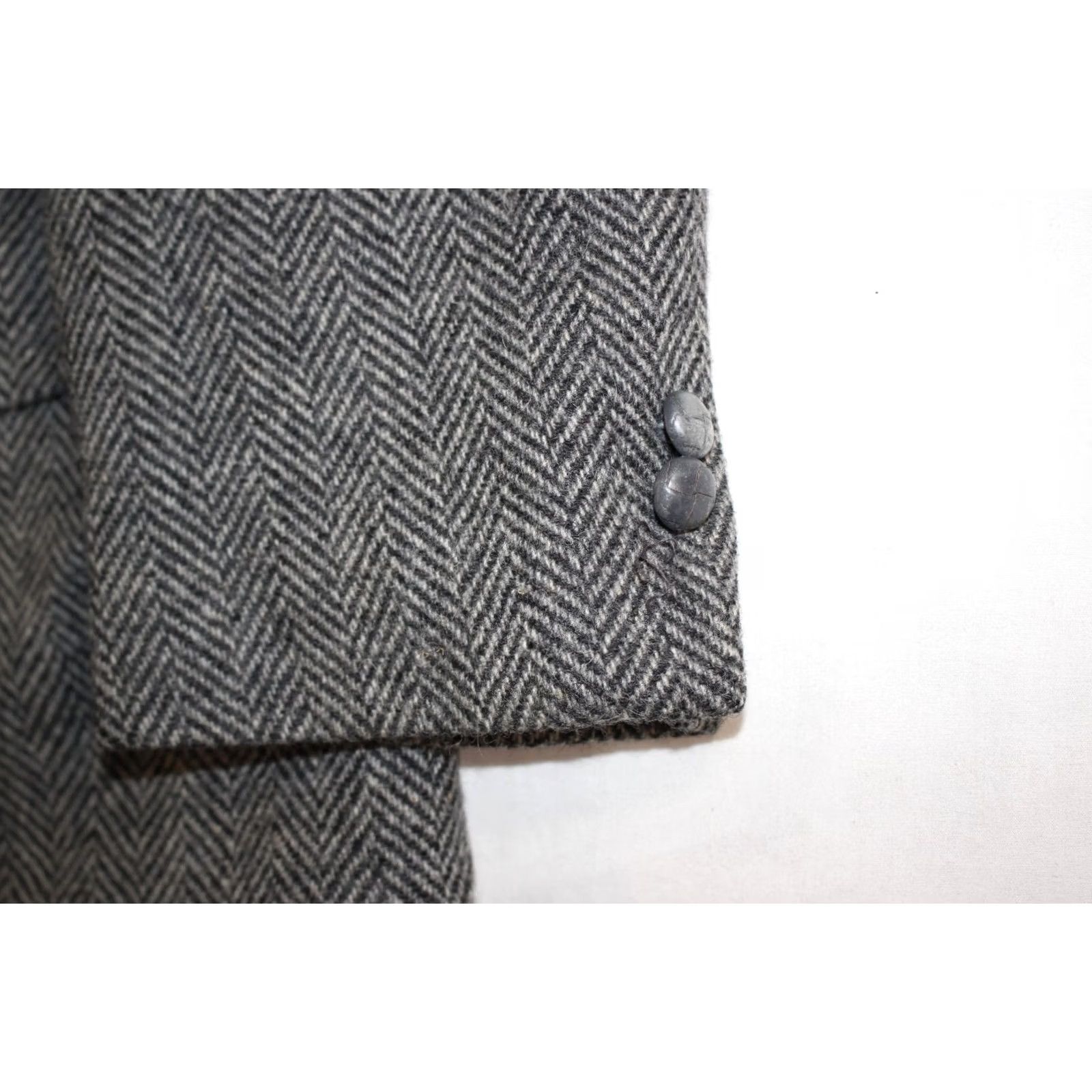 Farah VINTAGE Farah Wolff Blazer Men's 44 R 100% Pure Wool Tweed Herringbone Gray Jacket Size 44R - 5 Thumbnail