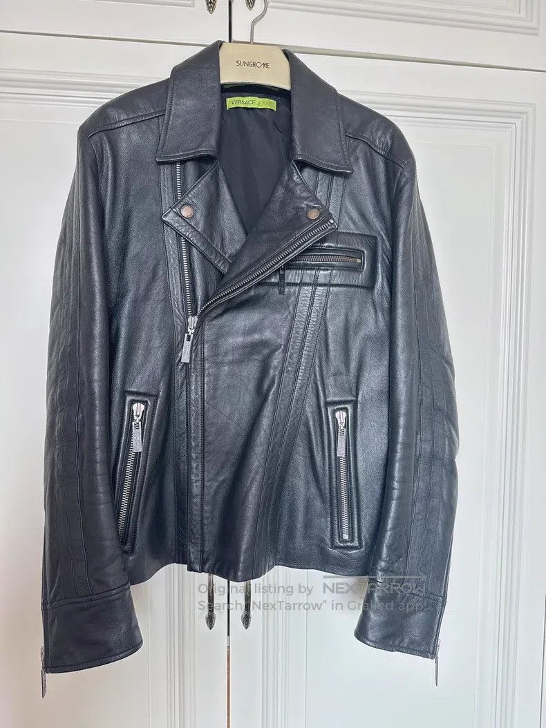 Versace Versace Black leather motorcycle men's leather jacket Size US M / EU 48-50 / 2 - 2 Thumbnail