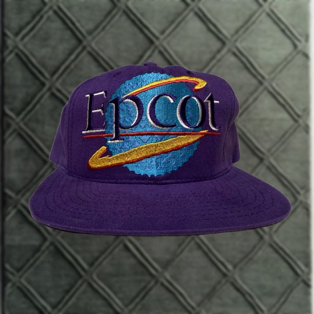 Disney VINTAGE Disney Snapback Hat OSFA Men Purple Twill Adjustable 90s Epcot Goofy Mickey Minnie Logo Hat Size ONE SIZE - 1 Thumbnail