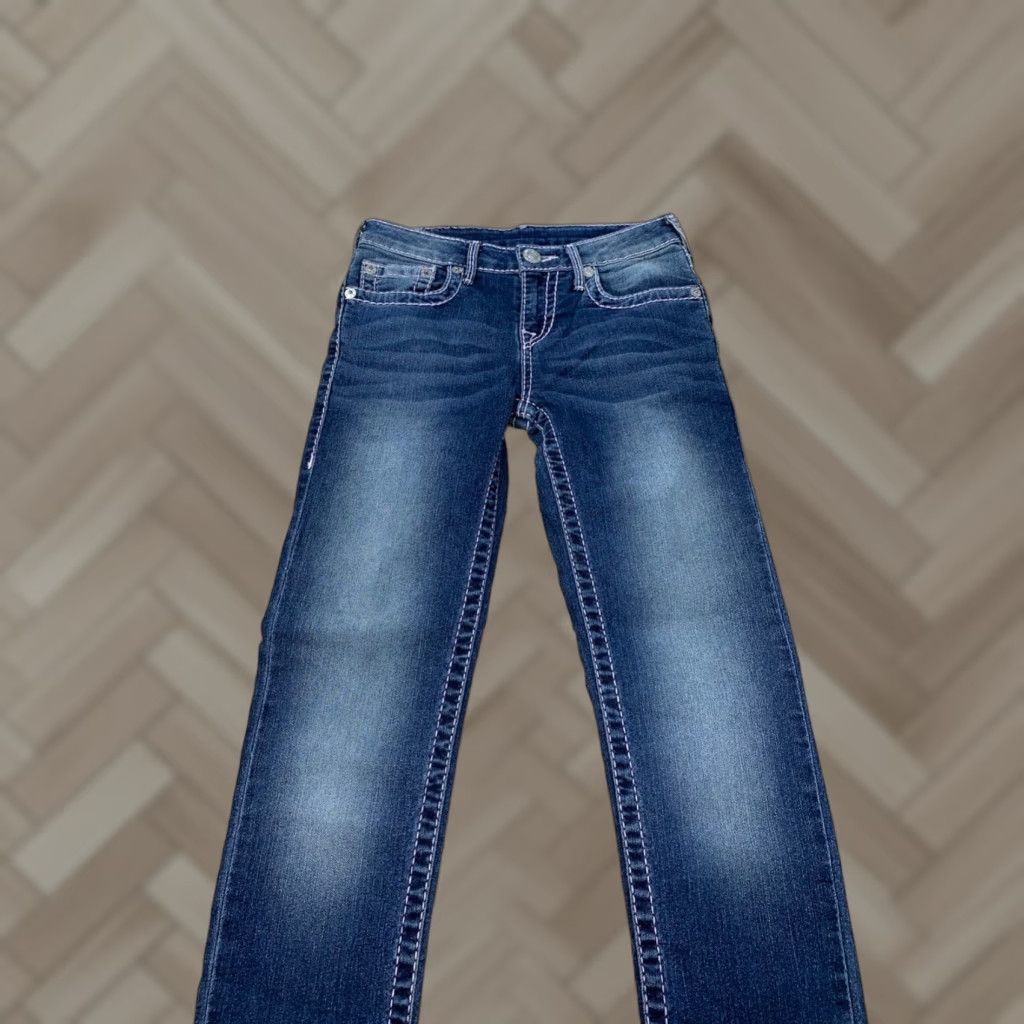 True Religion True Religion Jeans Skinny Blue Denim Womens 12 Slim Regular Blue Logo Pockets Zipper City USA 2010s Ladies Size 34" / US 12 / IT 48 - 1 Thumbnail