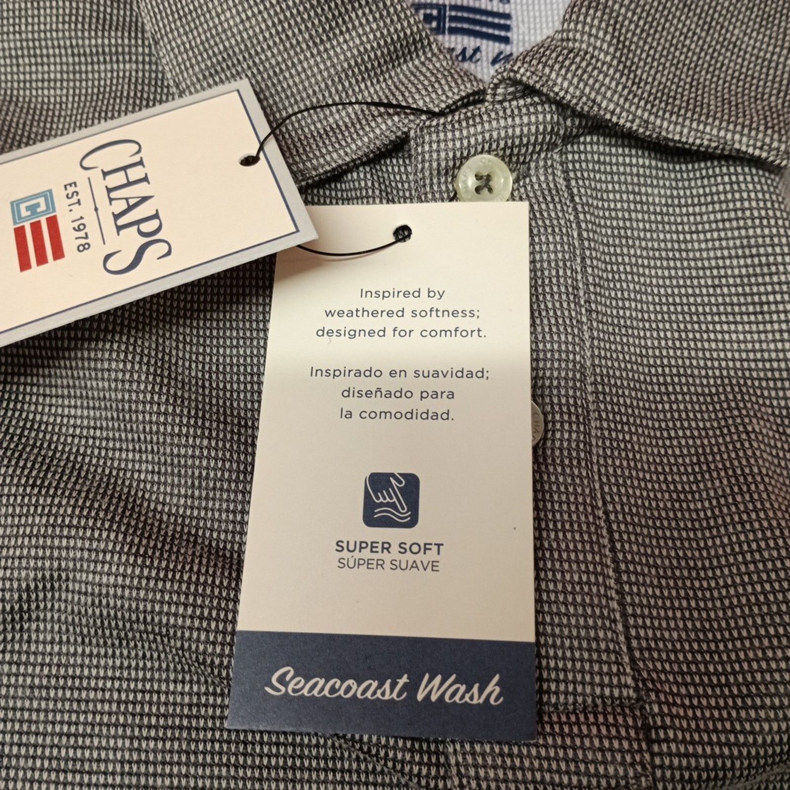 Chaps Chaps Rockland Textured Polo Shirt Mens M Gray Seacoast Wash Size US M / EU 48-50 / 2 - 4 Thumbnail