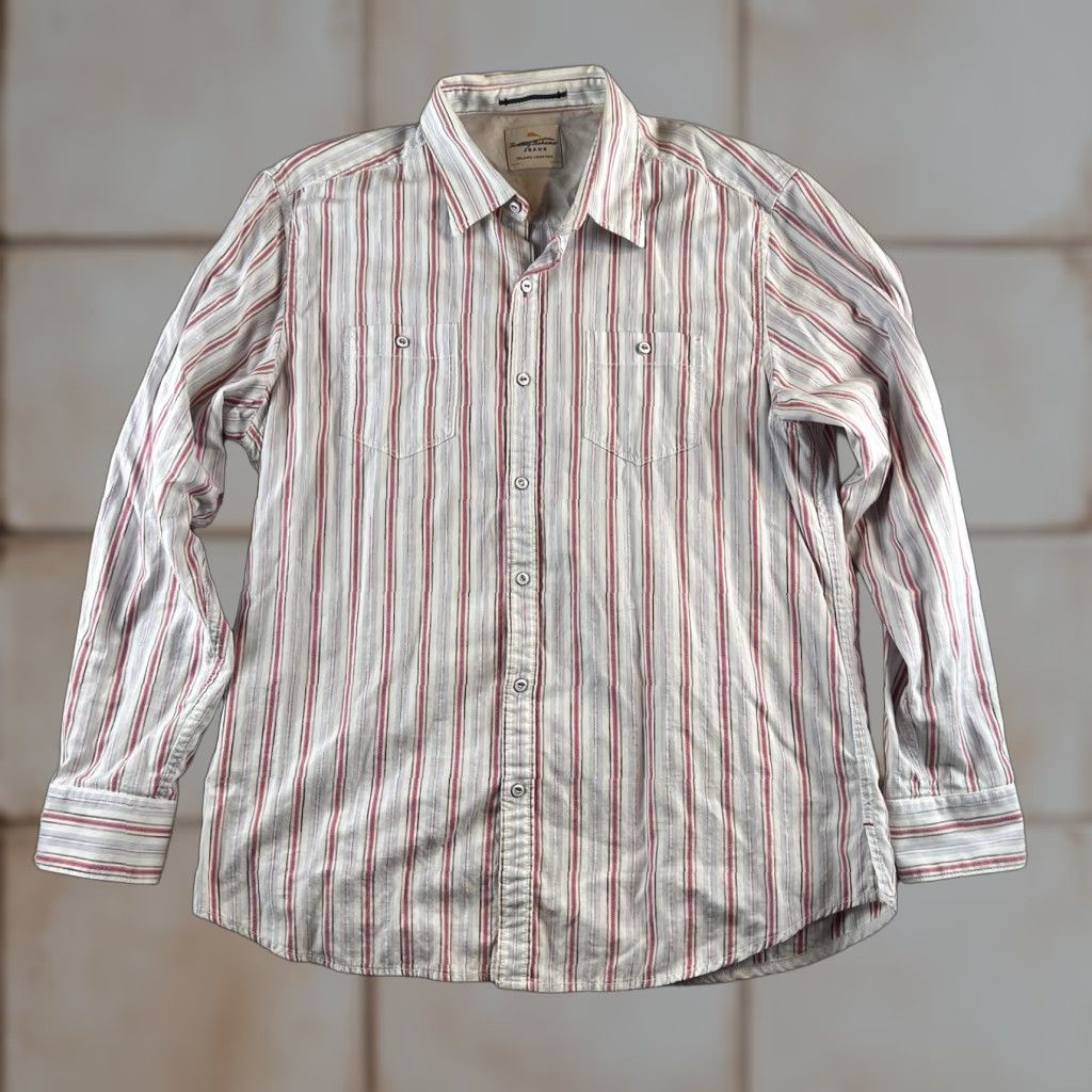 Tommy Bahama Tommy Bahama Striped Button-Up Long Sleeve Shirt Mens L Red White Blue Preppy Size US L / EU 52-54 / 3 - 1 Thumbnail
