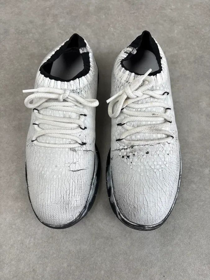 Maison Margiela 2010s Maison Margiela White Knit Cracked Paint Sneakers Size US 13 / EU 46 - 2 Thumbnail