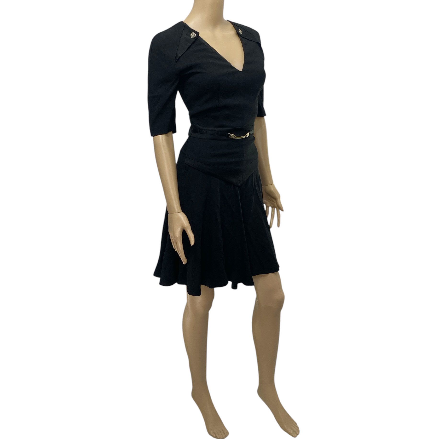 Versus Versace Black Chain Stud Accents Sheath Dress Size XS / US 0-2 / IT 36-38 - 2 Thumbnail