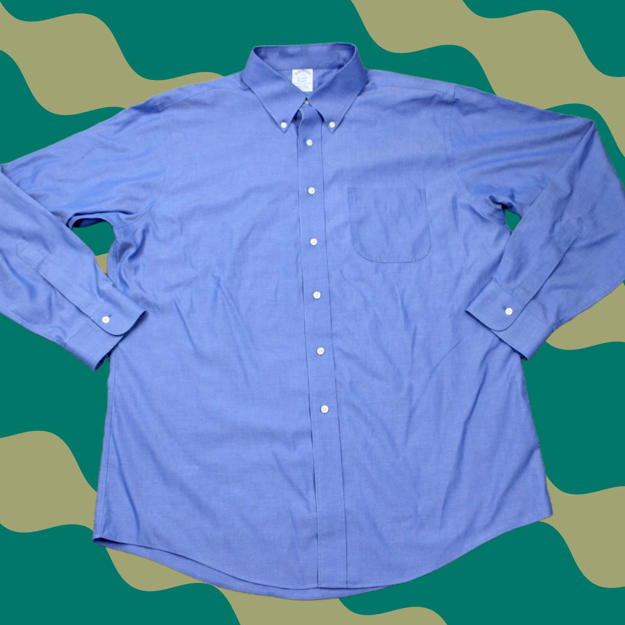 Brooks Brothers Brooks Brothers Dress Shirt Mens 17 35 Blue Non Iron 100% Cotton Regular Long Sleeve Button Closure Size 46R - 1 Thumbnail