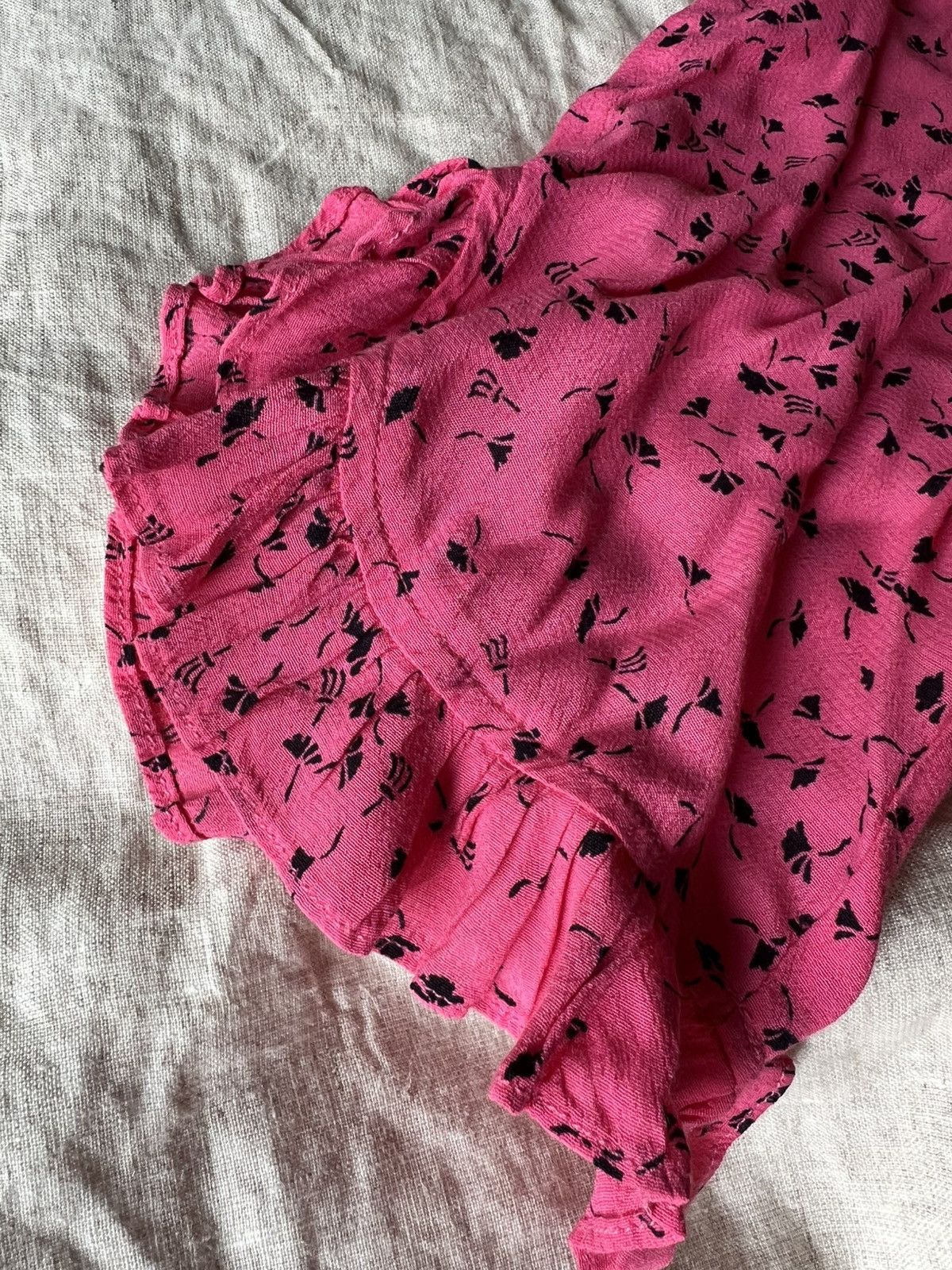 Ganni Pink midi Ganni dress with black floral pattern Size XS / US 0-2 / IT 36-38 - 4 Thumbnail