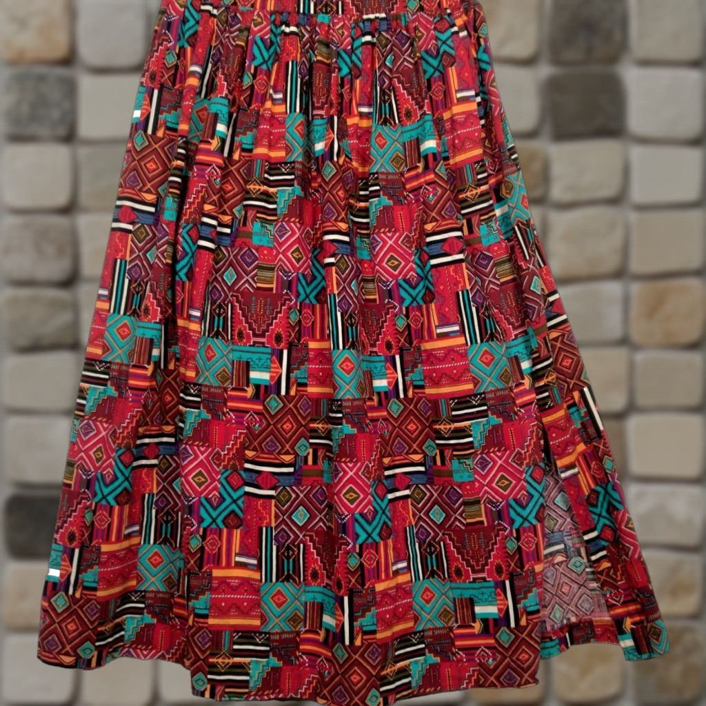 Native VINTAGE McCalls Women’s Maxi Skirt Long Patchwork Native Southwestern Geometric Casual Fall Spring Summer Winter Size 28" / US 6 / IT 42 - 1 Thumbnail