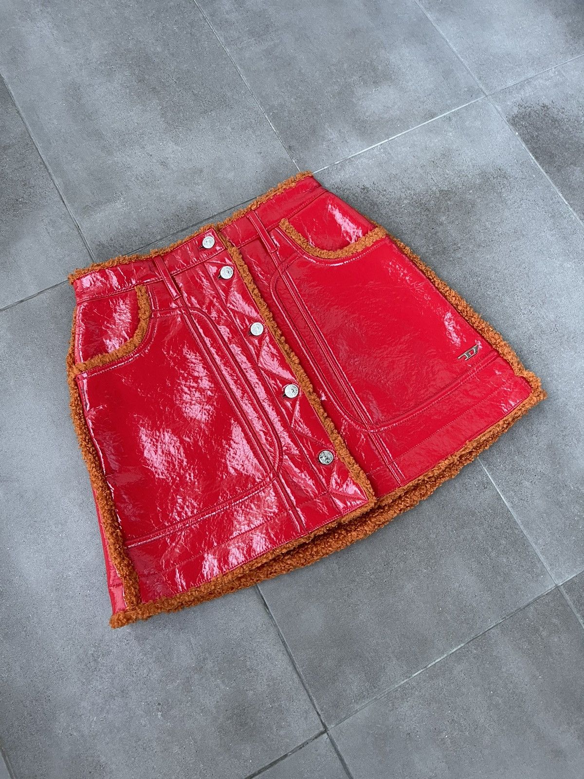 Diesel !DS! DS23 Diesel O-Neillia Red Regular Shine Skirt Size 27" / US 4 / IT 40 - 8 Thumbnail