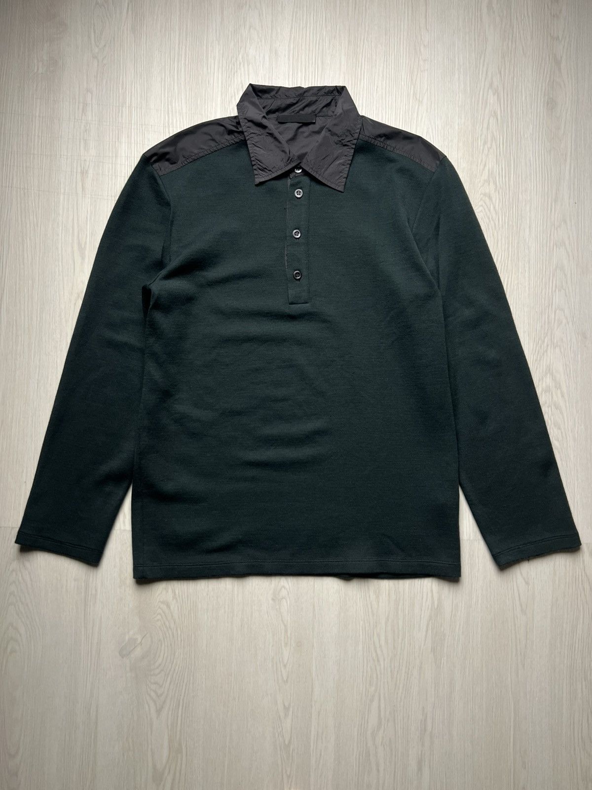 Prada Prada Virgin Wool Nylon Longsleeve Polo Shirt Size US M / EU 48-50 / 2 - 1 Thumbnail