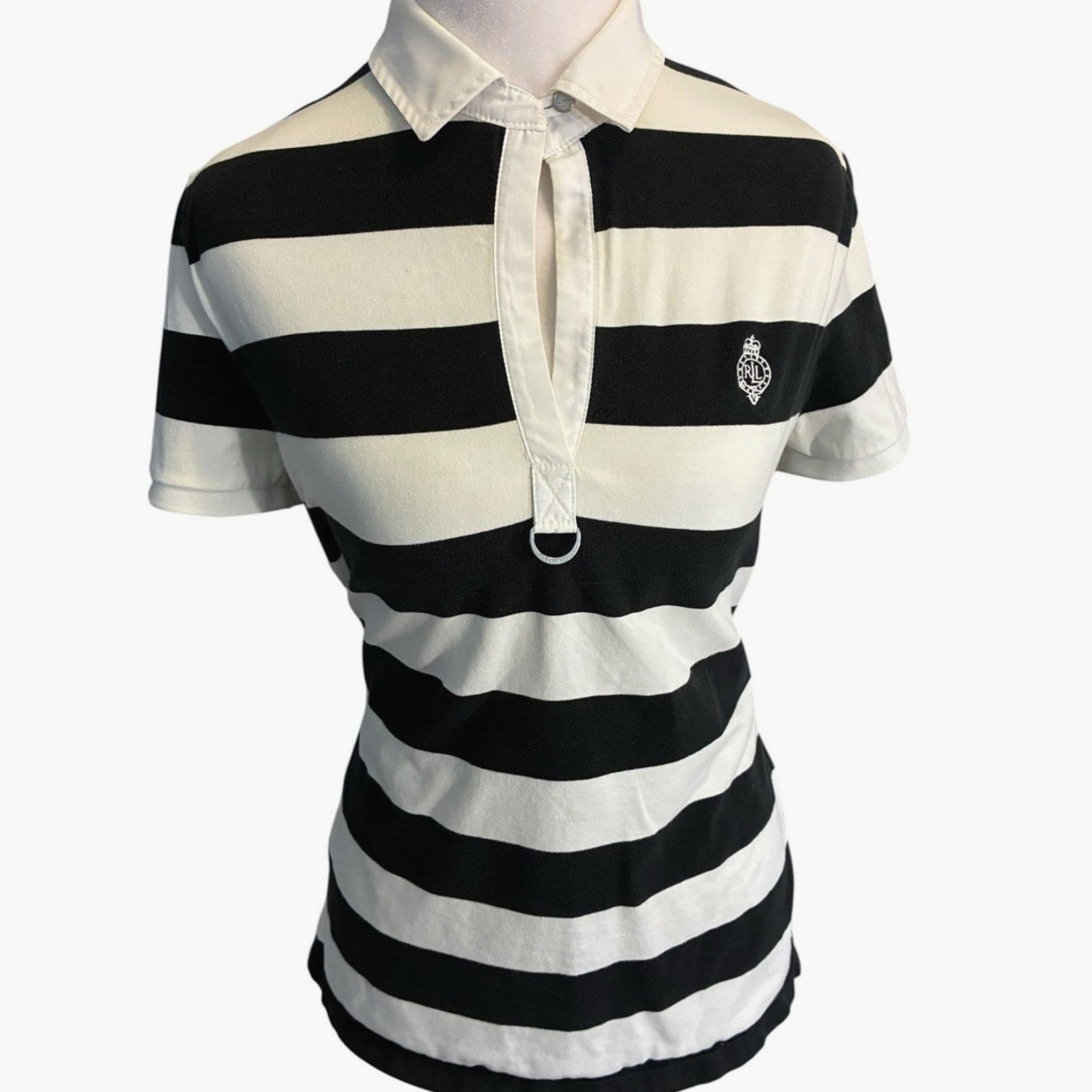 Lauren Ralph Lauren Polo Ralph Lauren Woman L White and Black Striped Polo 90s Size L / US 10 / IT 46 - 3 Thumbnail