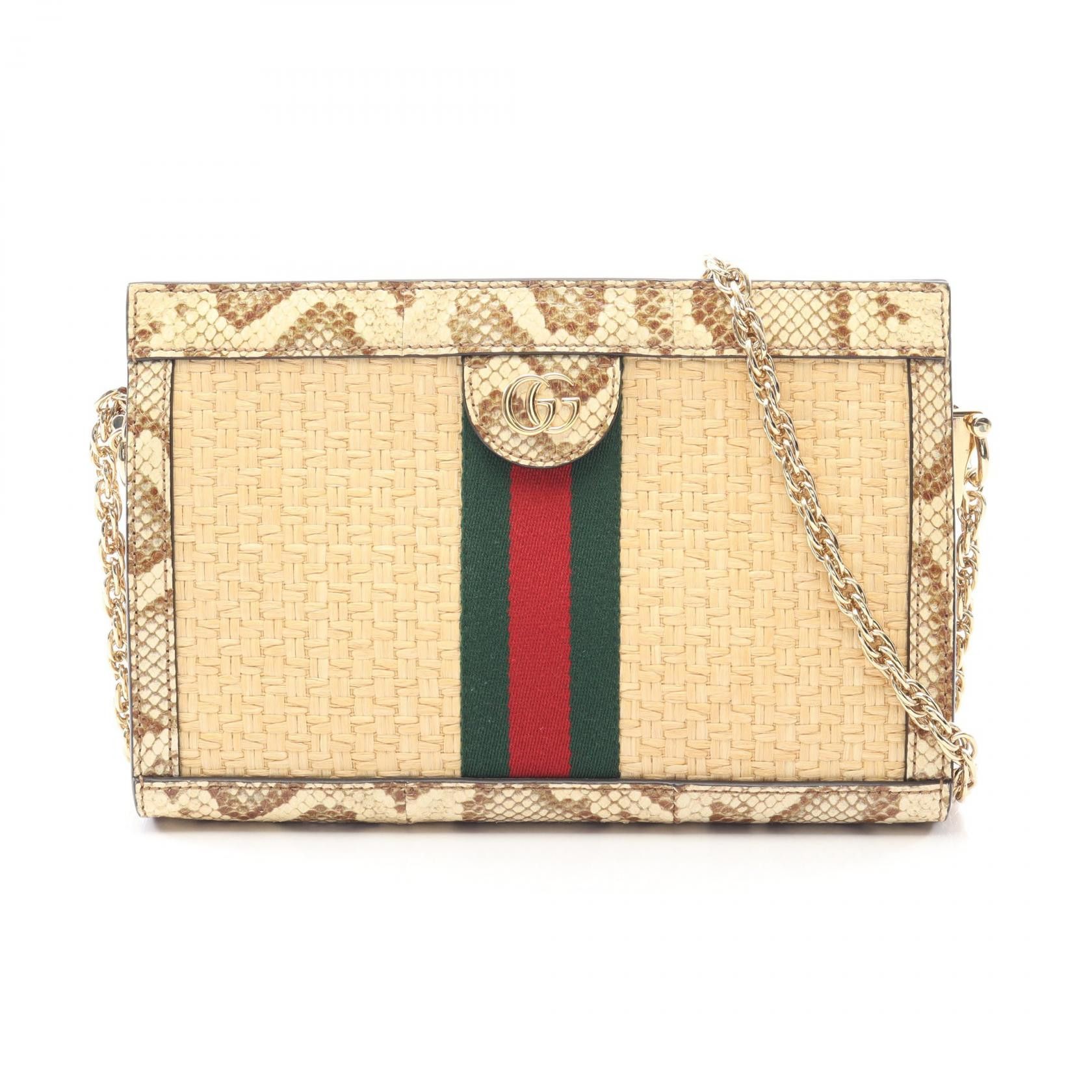 Gucci Gucci Gucci Ophidia exotic leather raffia shoulder bag Leather Shoulder Bag 503877 DUTY FREE for USA Size ONE SIZE - 1 Thumbnail