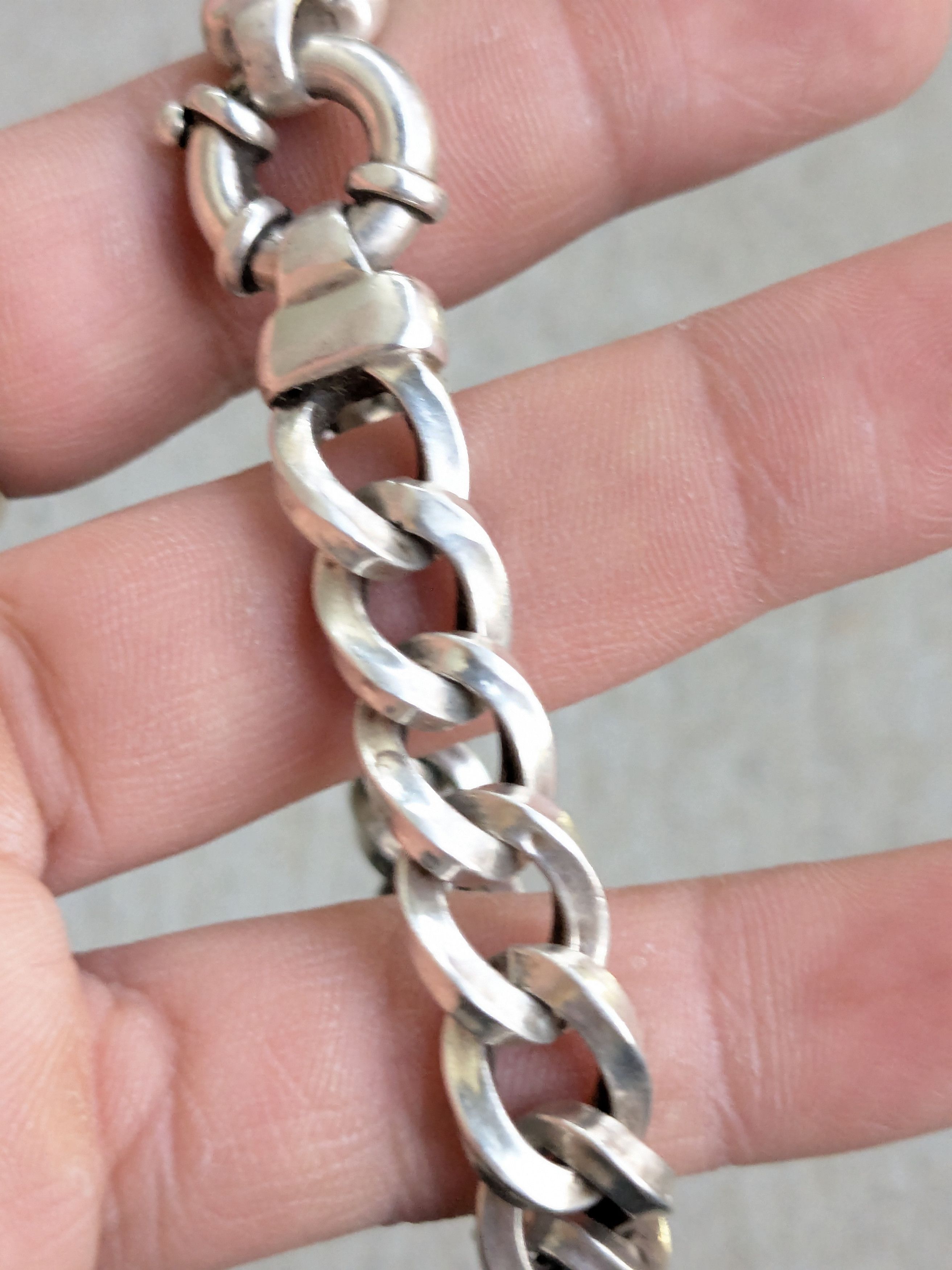 Vintage Vintage Sterling Silver Bracelet Curb Hollow Puffy 8" Italy Size ONE SIZE - 11 Thumbnail