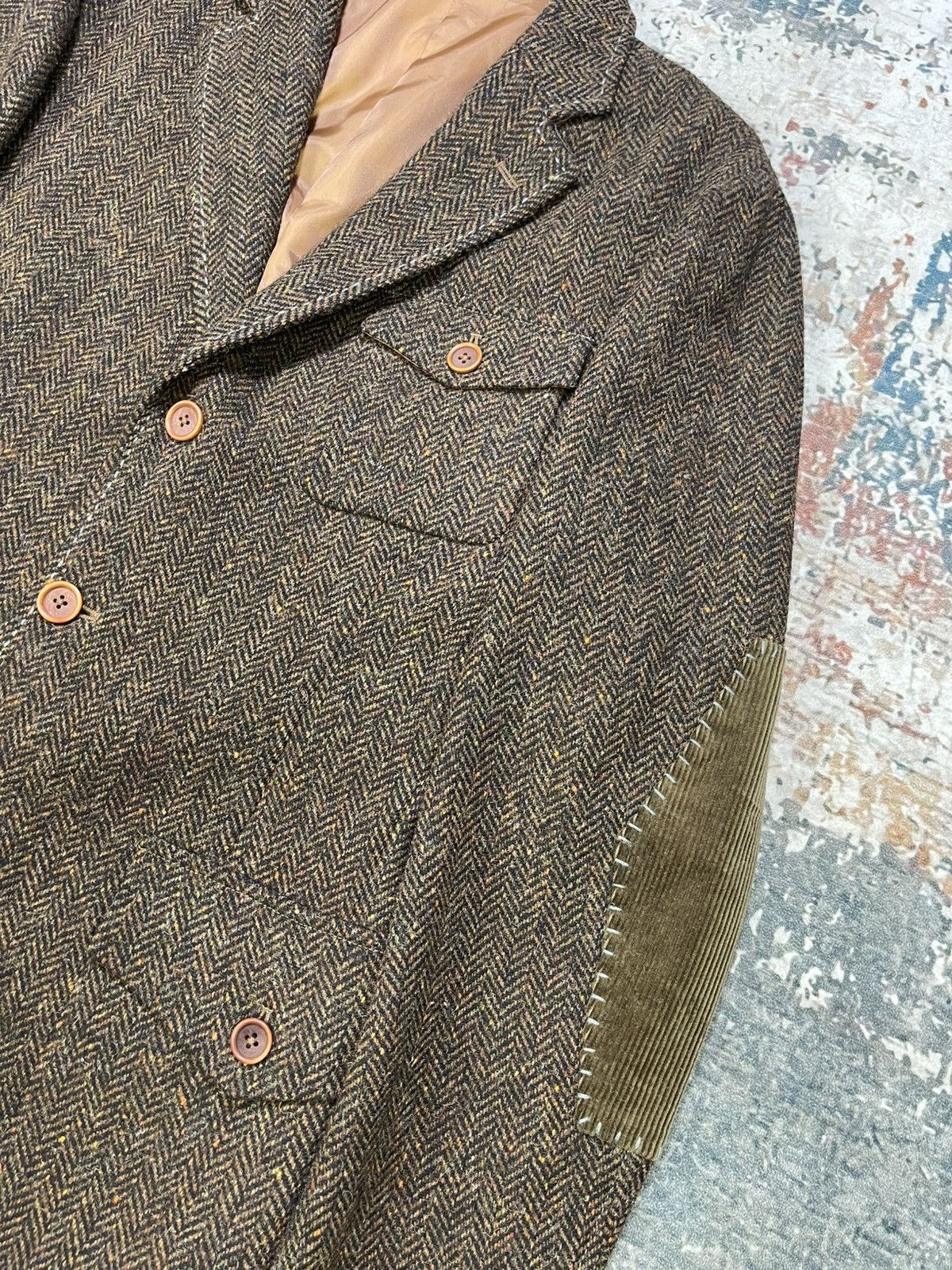 Japanese Brand Abx Herringbone Tweed Elbow Patch Sport Coat Size US S / EU 44-46 / 1 - 6 Thumbnail