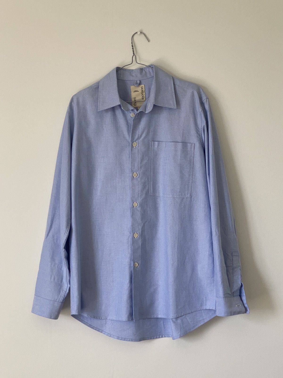 image of Designer Thom Morison Pocket Shirt in Blue, Men's (Size Small)