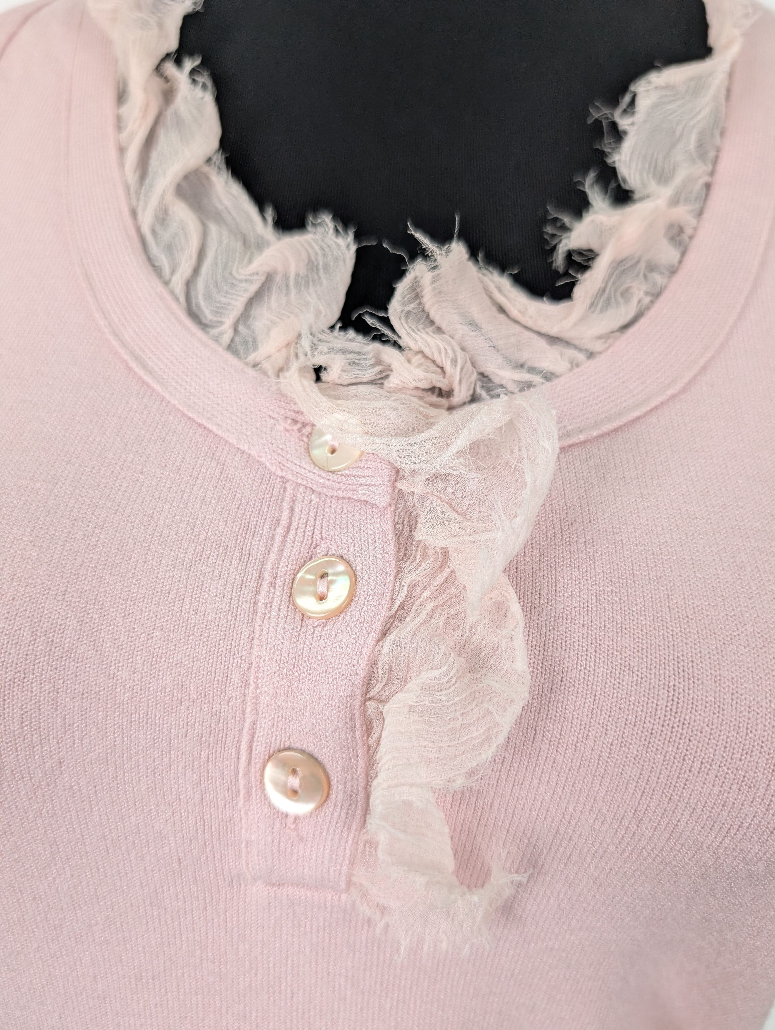 Moschino Pink Buttoned Sleeveless Top With Ruffle Collar Size M / US 6-8 / IT 42-44 - 3 Thumbnail