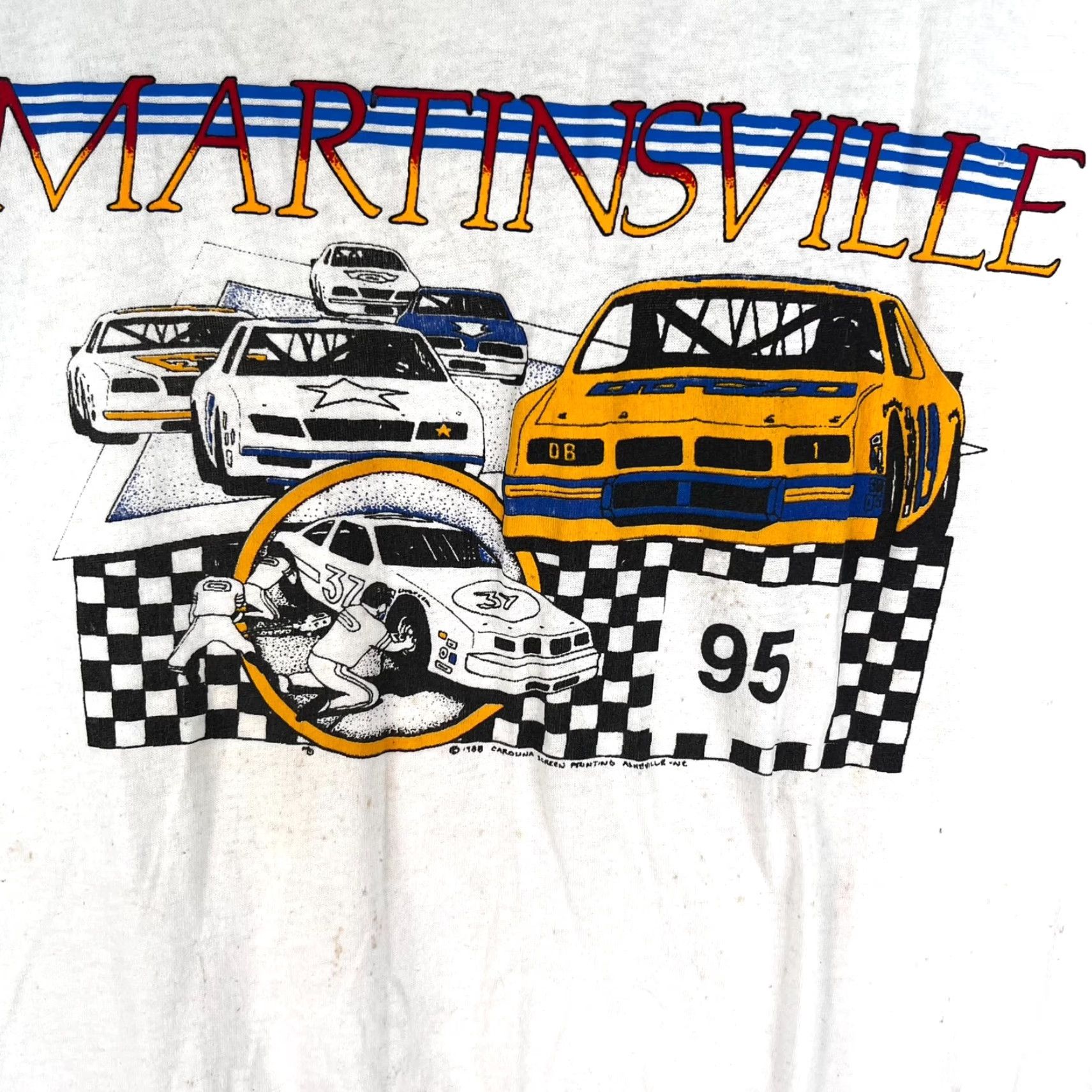 NASCAR VINTAGE 1988 Martinsville NASCAR T-Shirt Mens Size L White Graphic Tee Size US L / EU 52-54 / 3 - 2 Thumbnail