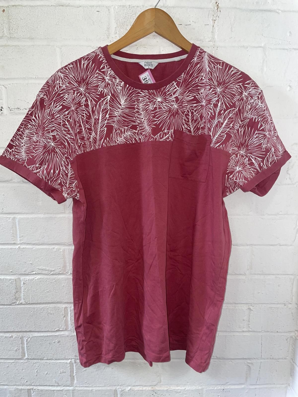 NEXT Next Relaxed Fit Short Sleeve T-Shirt-Burgundy Floral Design Size L / US 10 / IT 46 - 1 Thumbnail