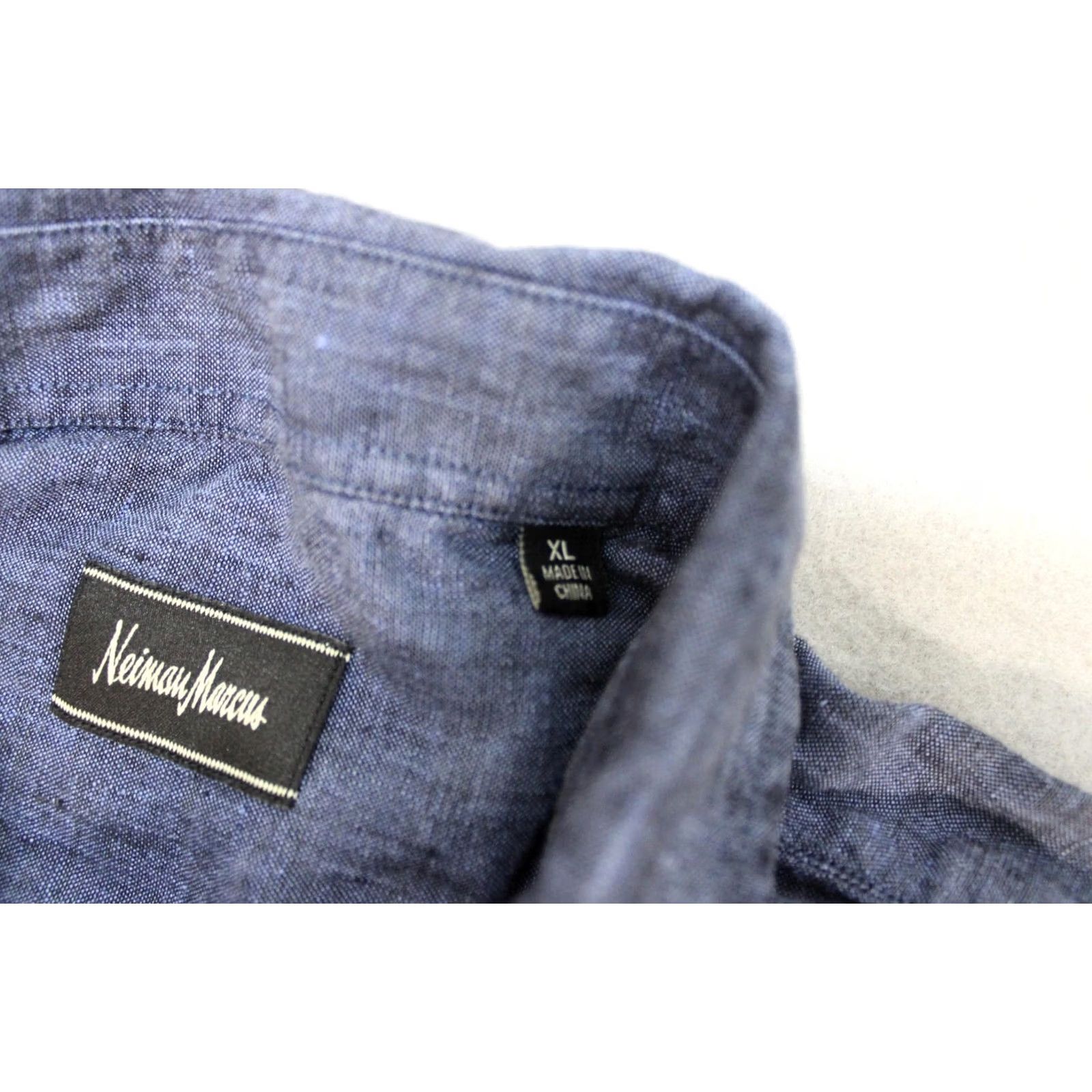 Neiman Marcus Neiman Marcus Mens XL Blue Linen Button Up Shirt - Classic Casual Lightweight Size US XL / EU 56 / 4 - 3 Thumbnail