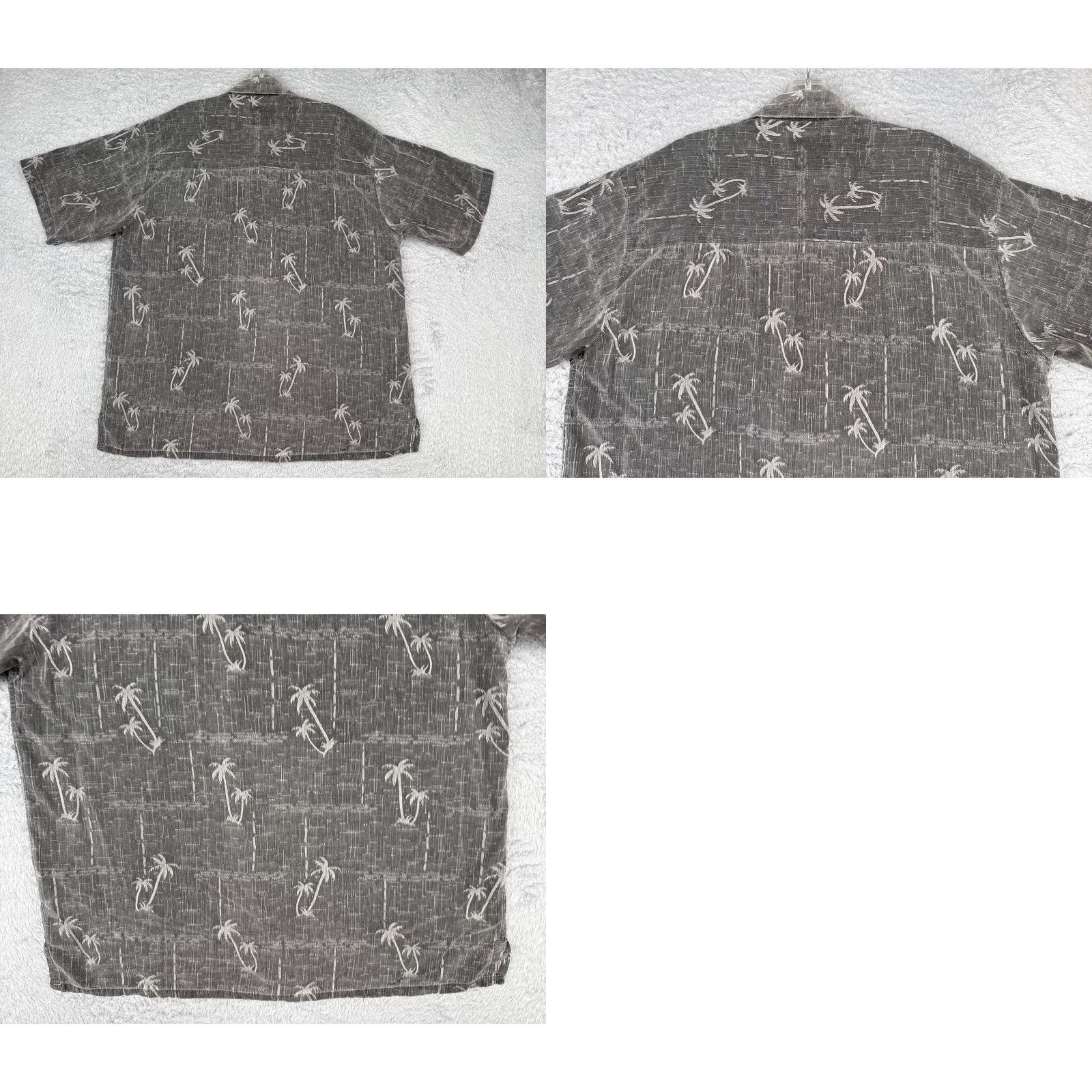 Vintage Banana Cabana Shirt Men Medium Gray Palm Tree 100% Silk Hawaiian Button Up Size US M / EU 48-50 / 2 - 9 Thumbnail