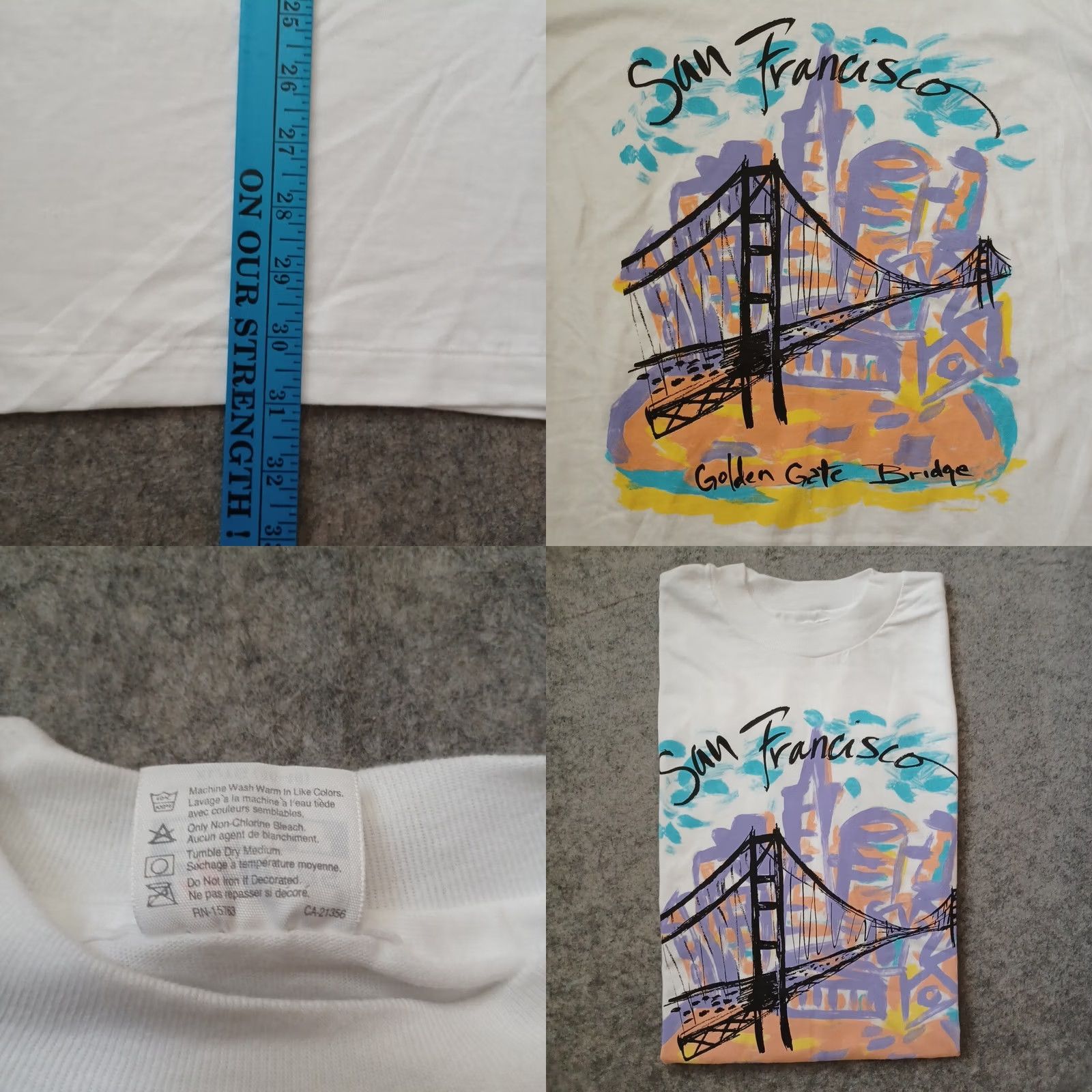 Hanes VINTAGE Hanes Beefy-T Shirt Mens XL White Gold Gate Bridge Logo Short Sleeve California Retro USA Shirt Mens XL White San Francisco Logo Size US XL / EU 56 / 4 - 8 Thumbnail
