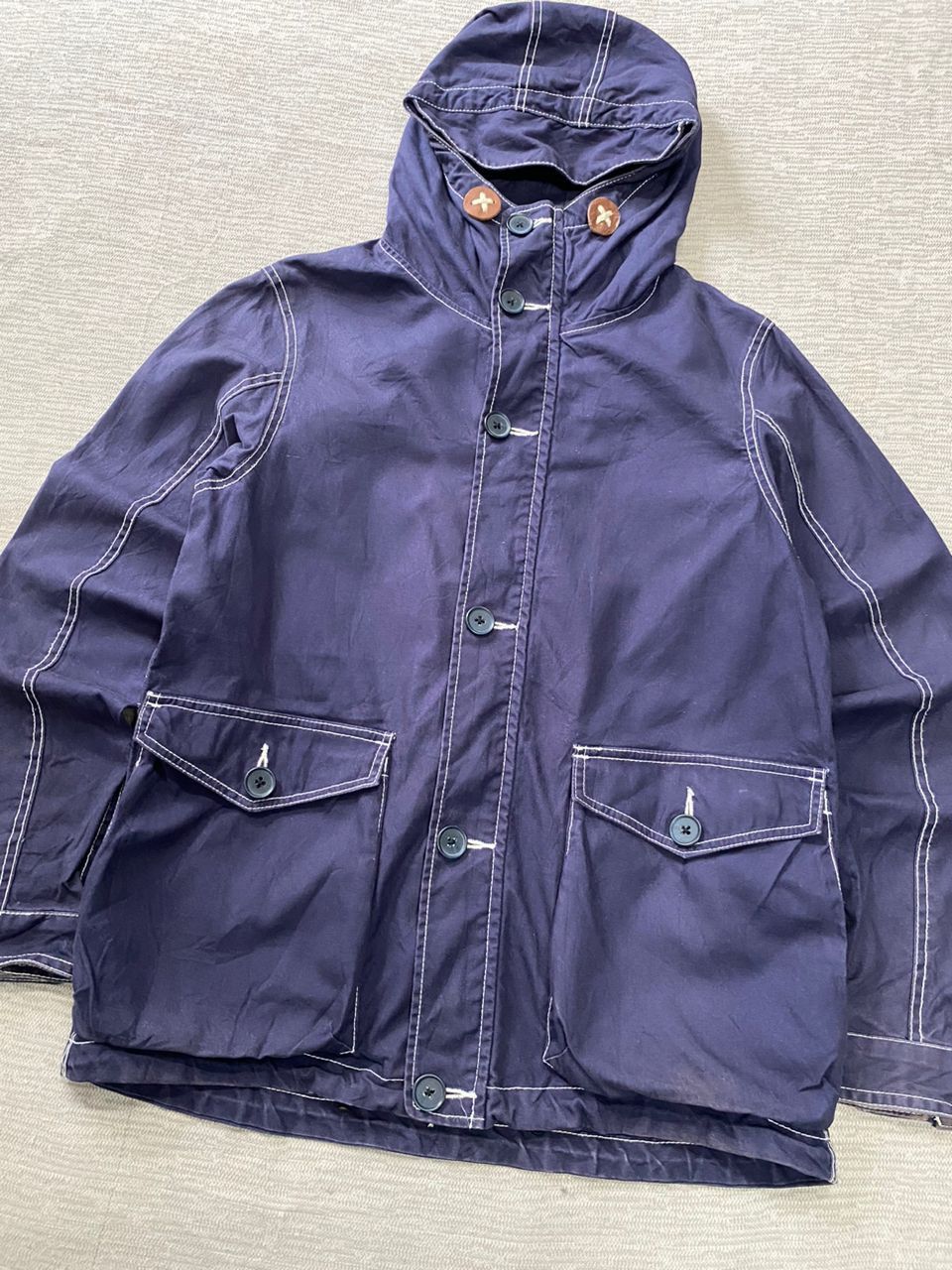 Blue Blue Japan × Buzz Rickson's × Global Work Global Work Duck Canvas Indigo Hooded Jacket Size US M / EU 48-50 / 2 - 2 Thumbnail
