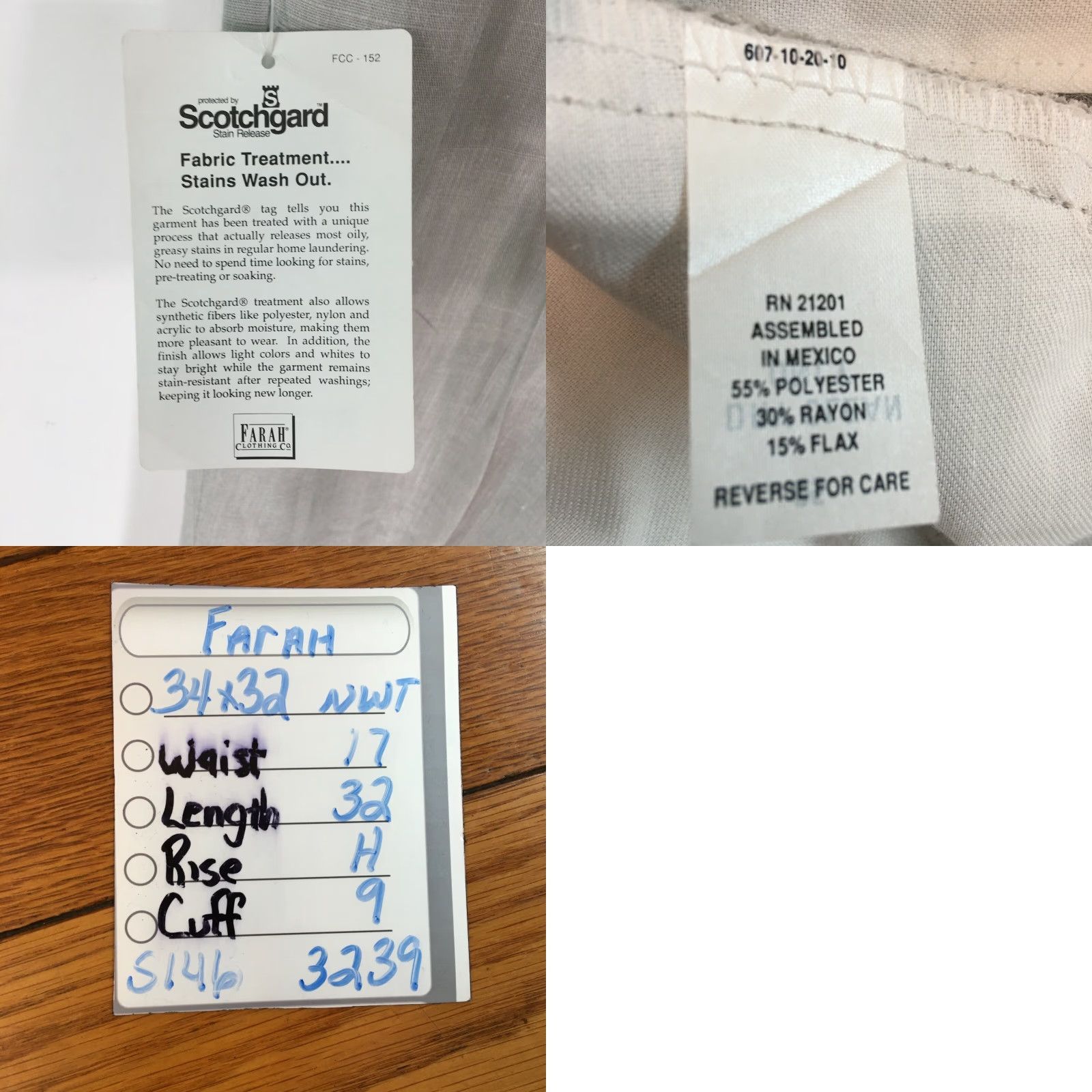 Farah Farah Brand Farah Clothing Co Mens Dress Pants Size 34 X32 Beige Regular Rise High Flat Front Cords Straight Pants Size US 34 / EU 50 - 8 Thumbnail