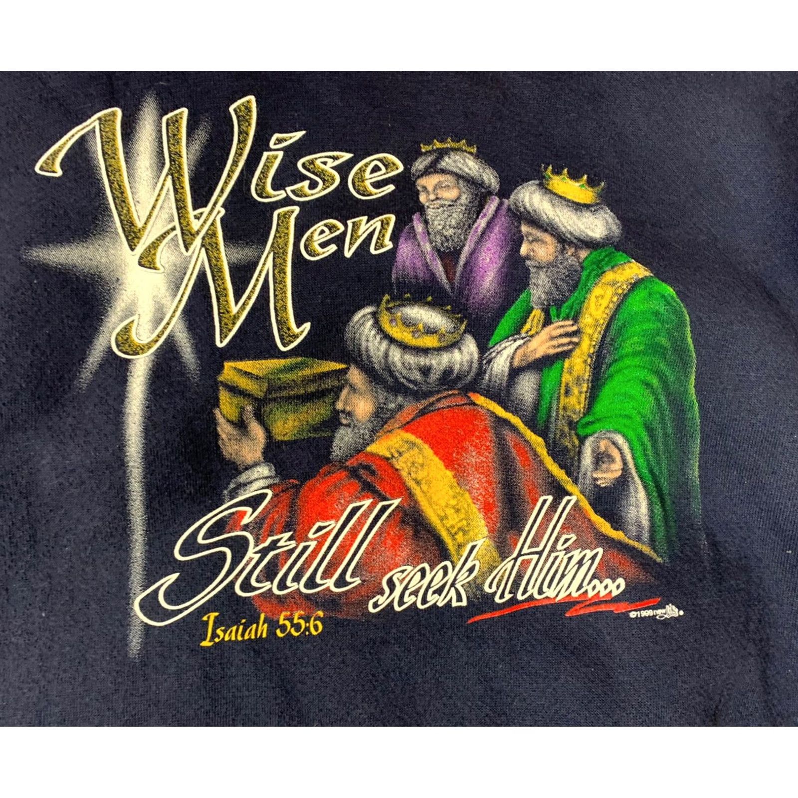 Lee VINTAGE 90s Lee Sweatshirt XL Blue Catholic Faith Isaiah 55:6 Mens Pullover Size US XL / EU 56 / 4 - 2 Thumbnail
