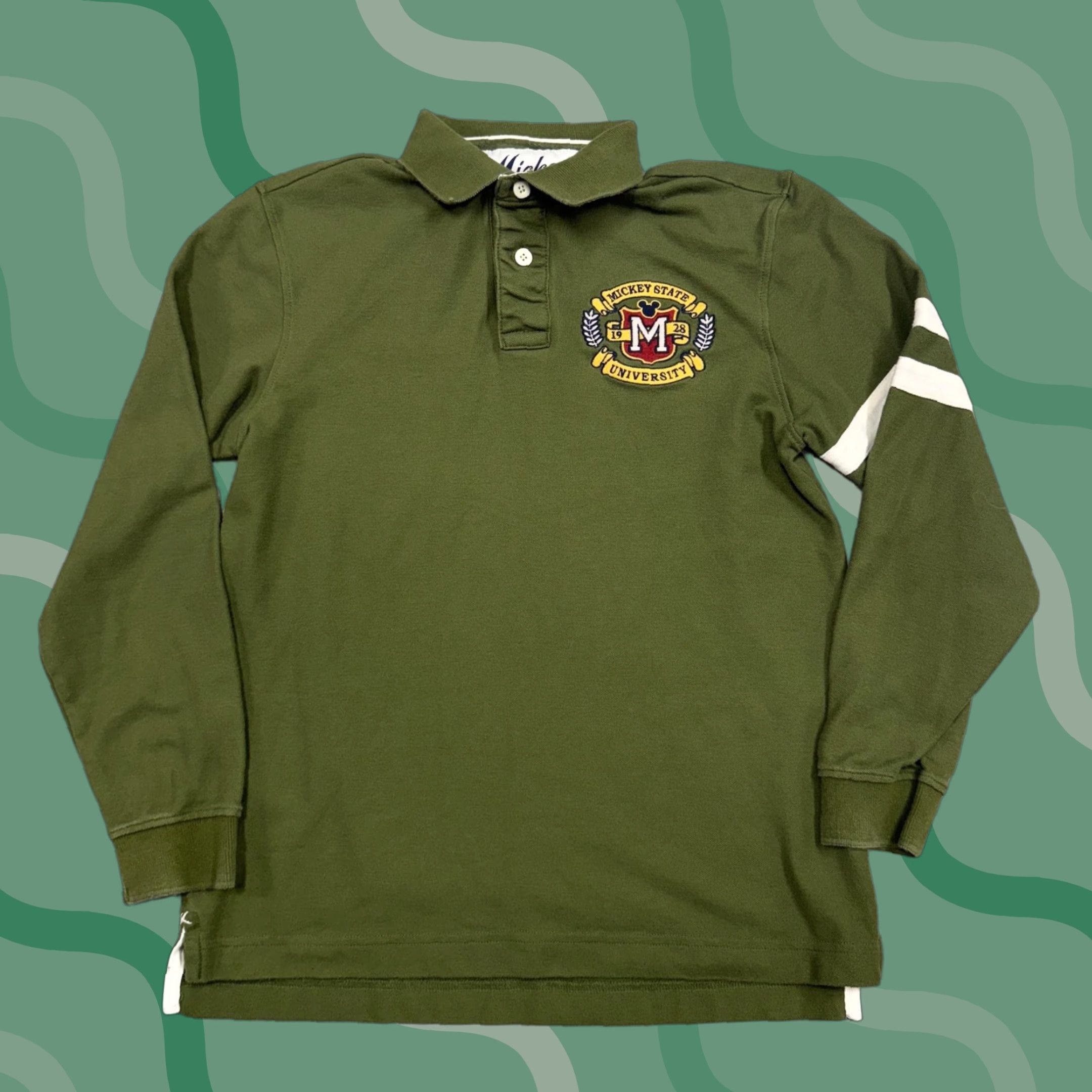 Disney Disney Mickey State Rugby Shirt Mens Medium Green Long Sleeve University 1928 Size US M / EU 48-50 / 2 - 1 Thumbnail