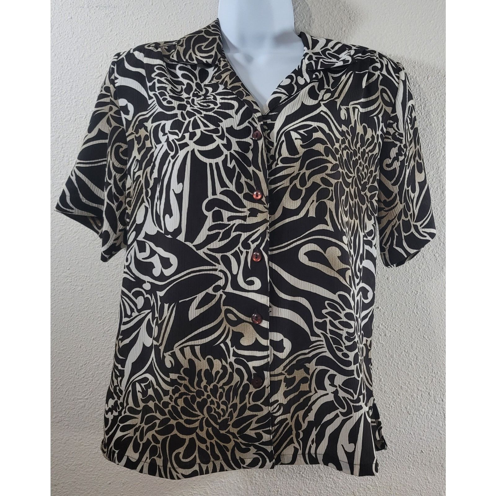 Other DonnKenny Brown White Ombre Floral Print Button Up Top XL Size XL / US 12-14 / IT 48-50 - 1 Thumbnail