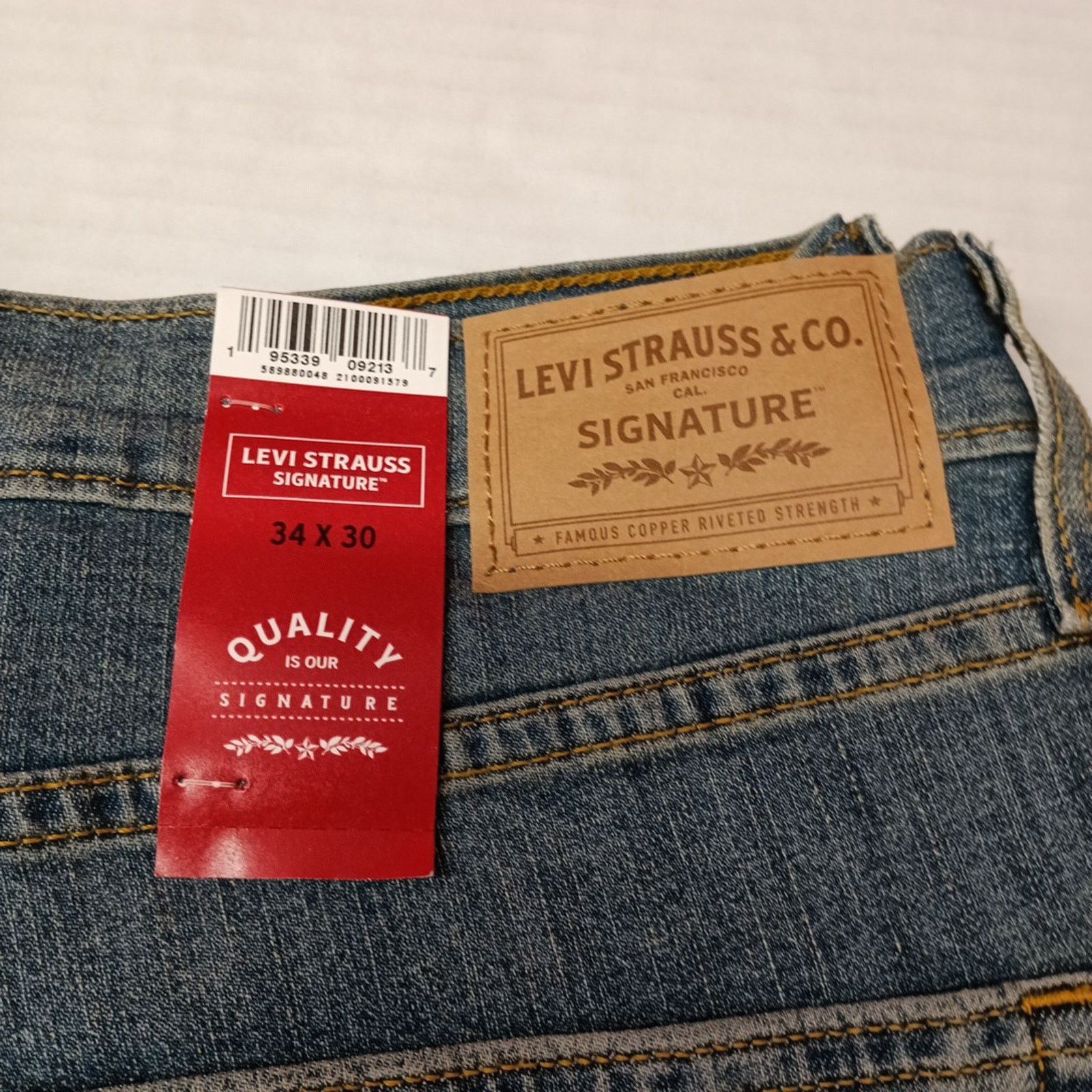 Levi's Signature By Levi Straight Jeans Men's 34x30 Blue Cotton Size US 34 / EU 50 - 2 Thumbnail