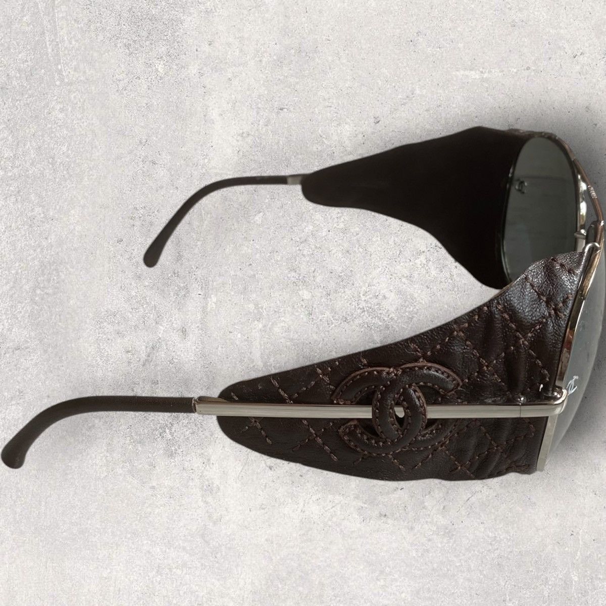 Chanel Chanel Aviator Leather Side Shield Sunglasses Size ONE SIZE - 1 Thumbnail