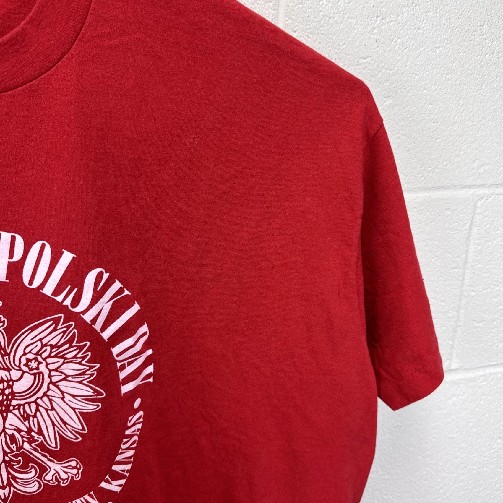 Fruit Of The Loom VINTAGE Fruit of the Loom T-Shirt Polish Poland City Festival 90s Polish & Proud Red 3XL Mens Shirt Size US XXL / EU 58 / 5 - 7 Thumbnail