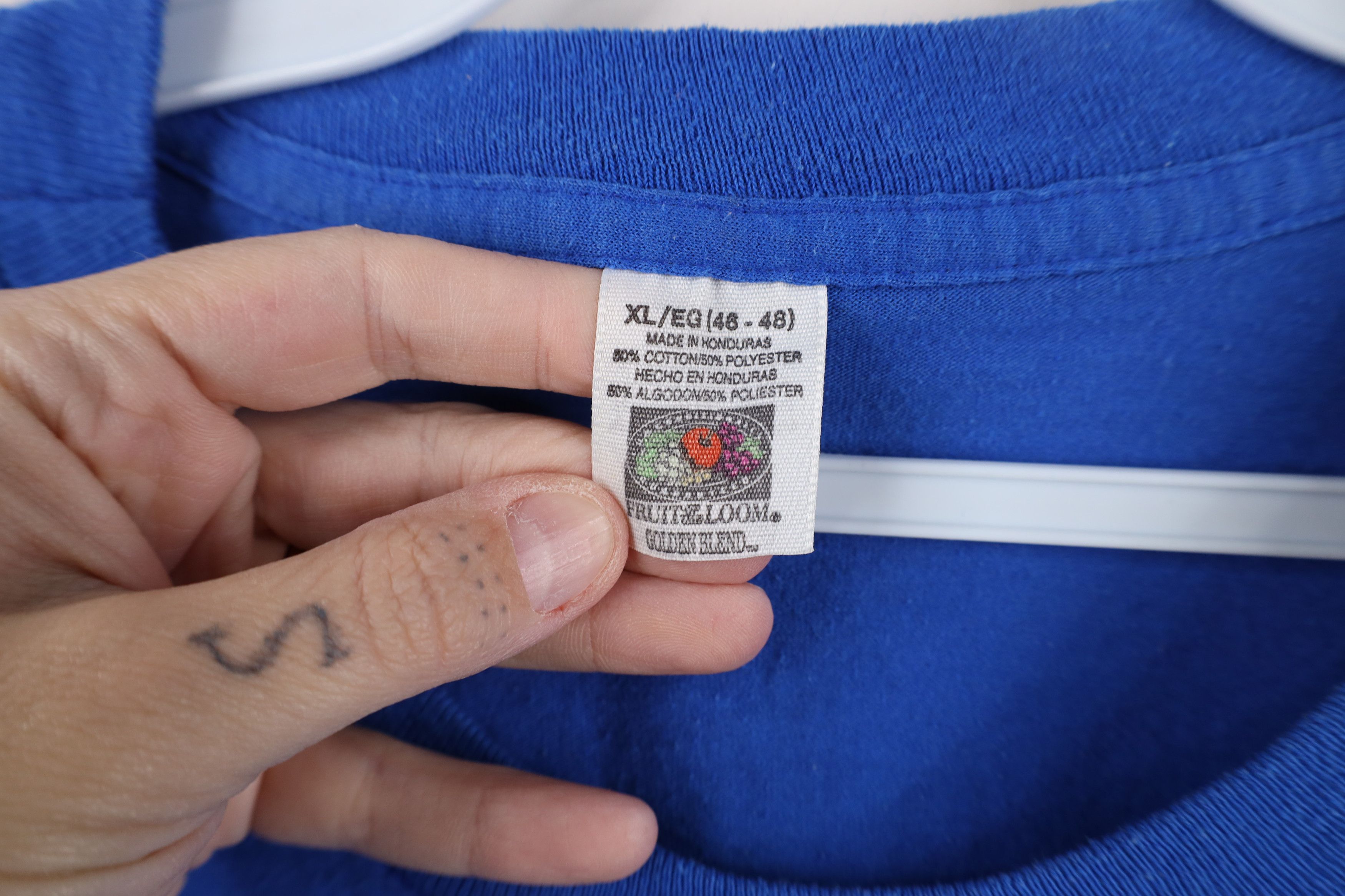 Vintage Vintage 90s Streetwear Blank Pocket T-Shirt Royal Blue Size US XL / EU 56 / 4 - 7 Thumbnail